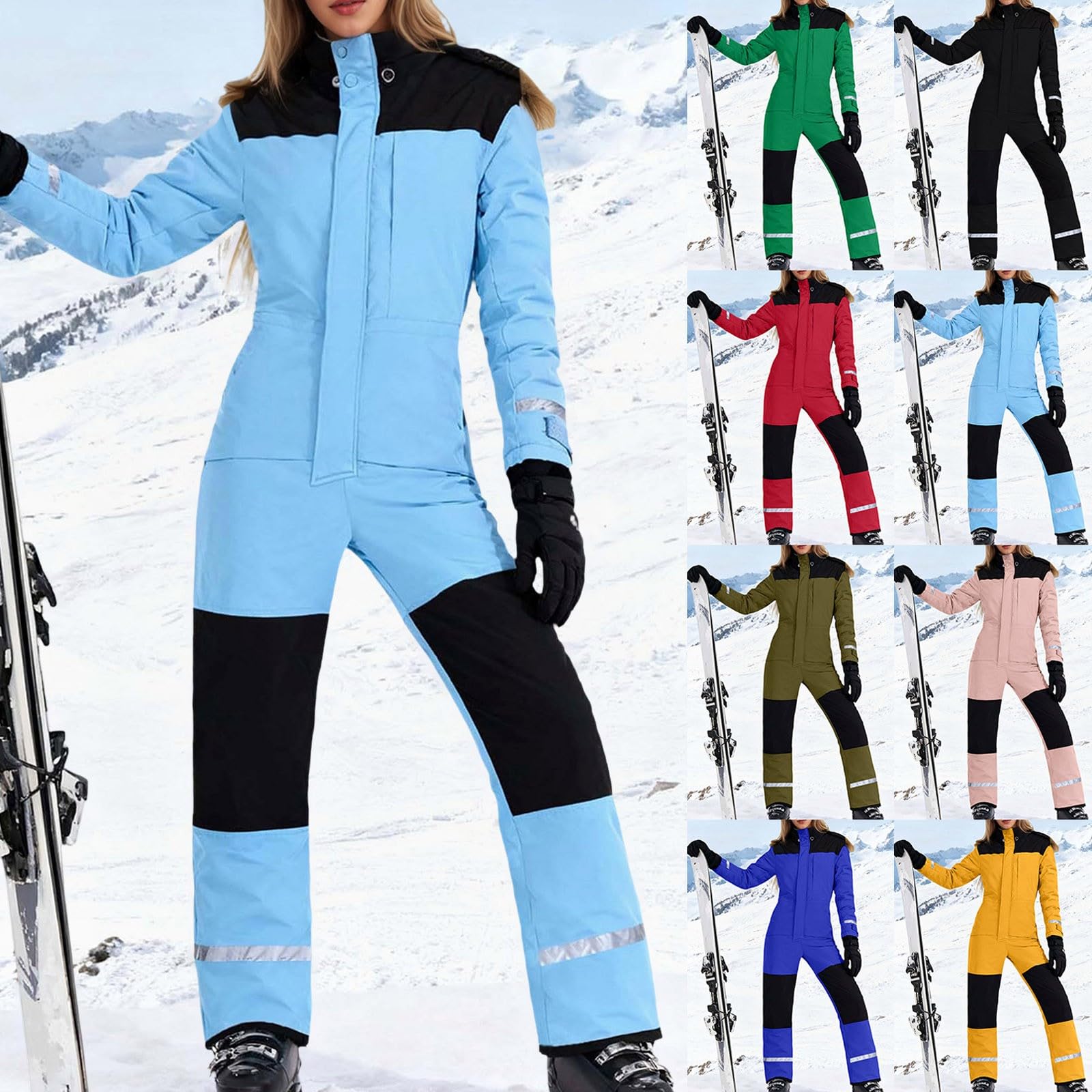 Traje de esquí para mujer impermeable forro polar mono de nieve