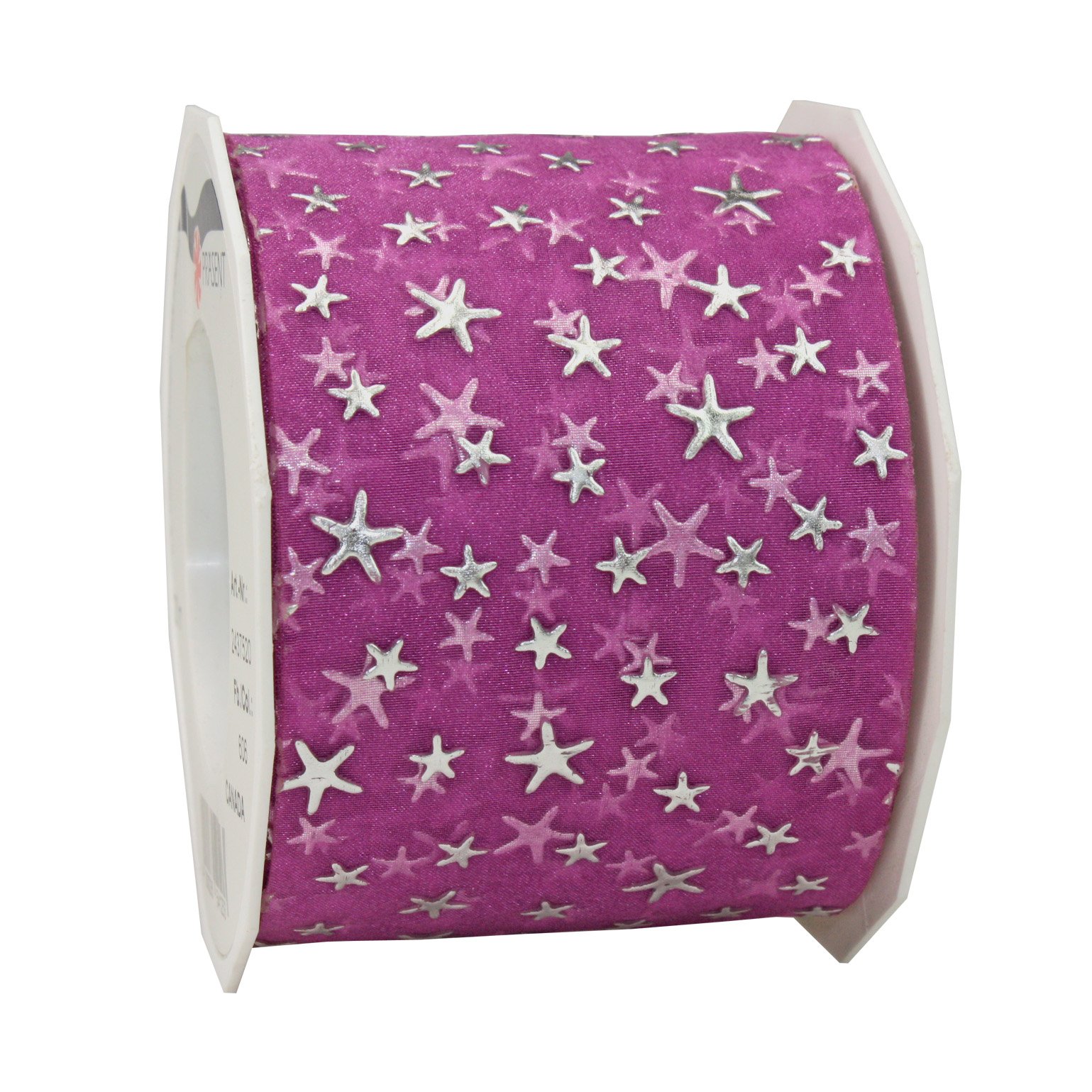 C.E. Pattberg Präsent - Canada Printed Organza Ribbon Pink 72 mm width, 20 m length, 72mm - 20m
