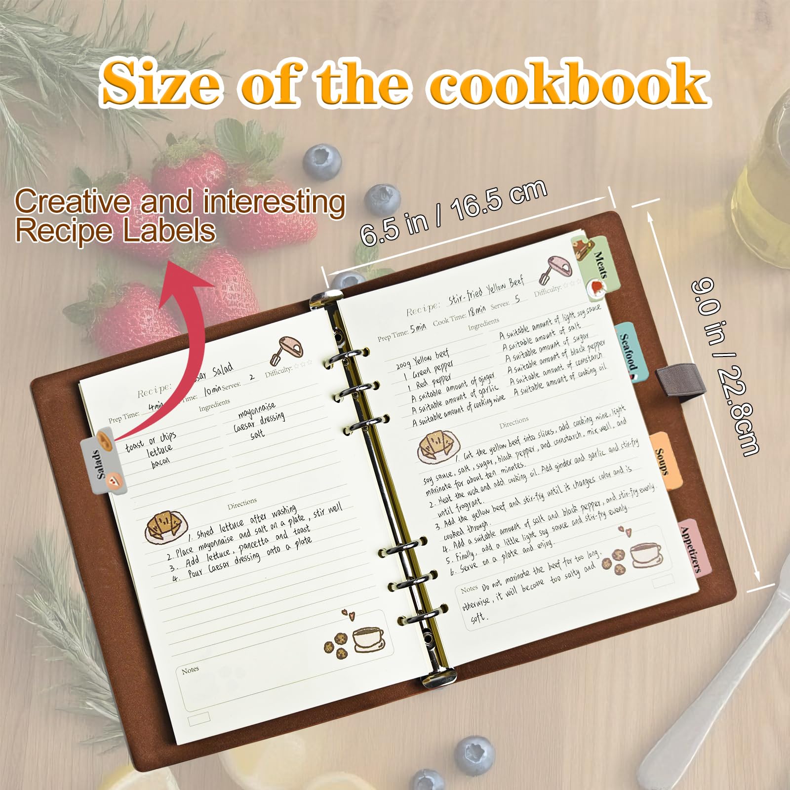 Libro de recetas en blanco para escribir en tus propias recetas, cuaderno de recetas de cuero, libro de cocina vacío con capacidad para 150 recetas (recetas largas y cortas) (morado)