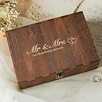 AW BRIDAL Mr & Mrs Engraved Wooden Wedding Keepsake Box - Personalized Memory Storage for Bridal Showers, Engagements & Couples Gifts