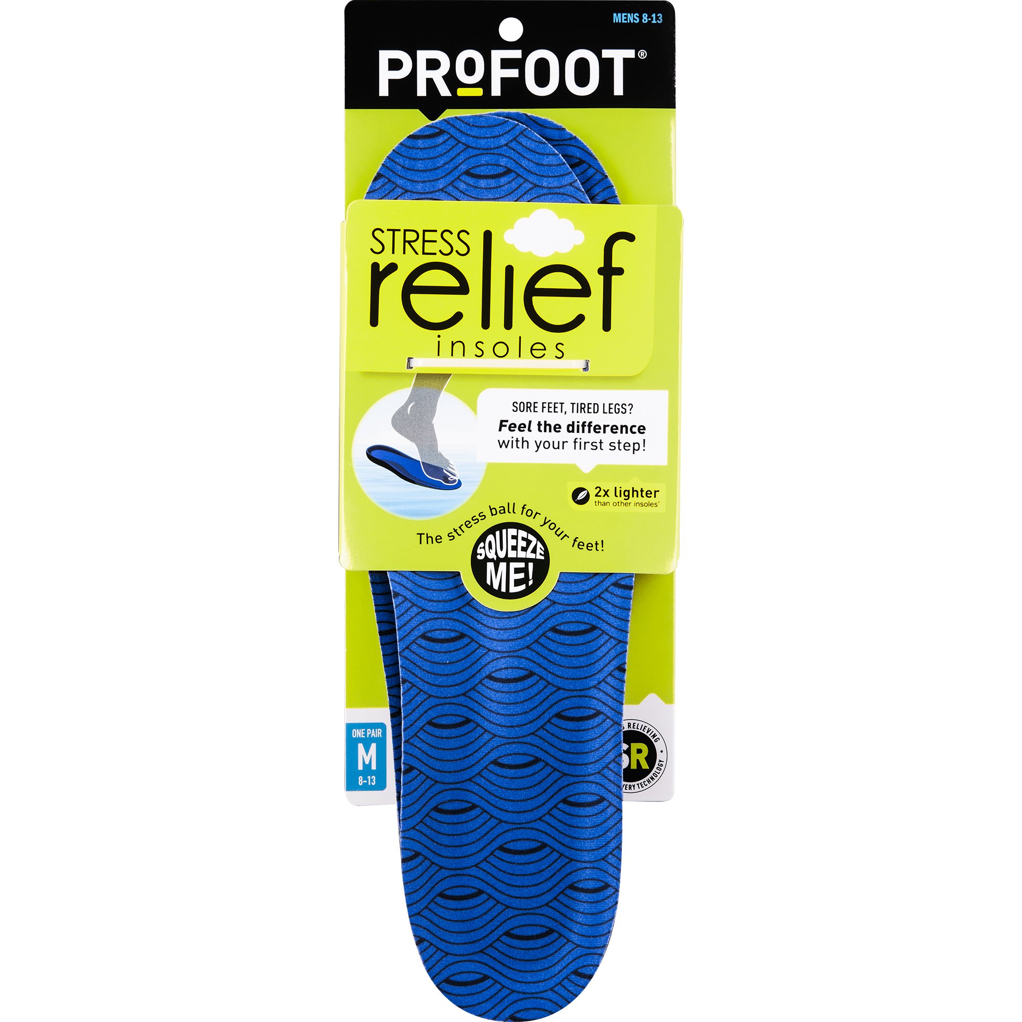 Stress Relief Insole, Men's 8-13, 1 Pair
