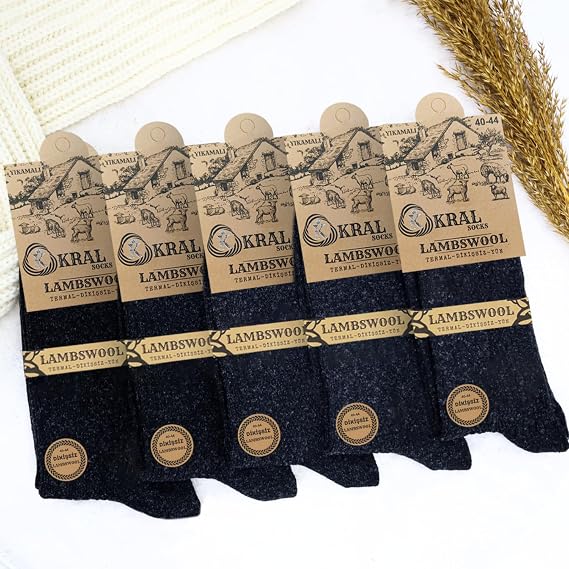 Erkek Kışlık Termal Etkili (5'Lİ PAKET) Lambswool Kuzu Yün Çorap