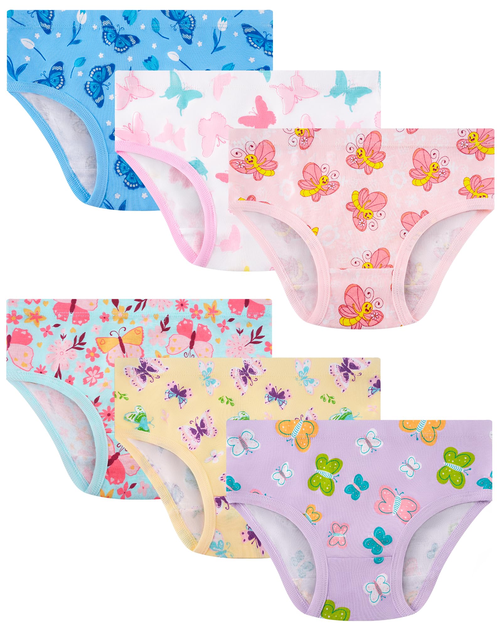 Girls Underwear 100% Cotton Panties, 6-Pack, Soft &amp; Tagless,18M-12Y