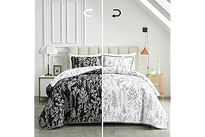 Joyreap King Quilt: Black and White Botanical Sophistication