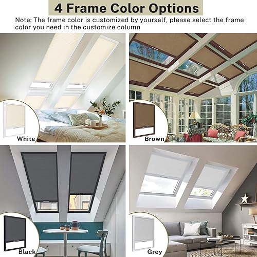 Miniatura 2 de Persianas de tragaluz para ventana, persianas celulares inalámbricas, persianas de panal para techo, tamaño personalizado (negro)