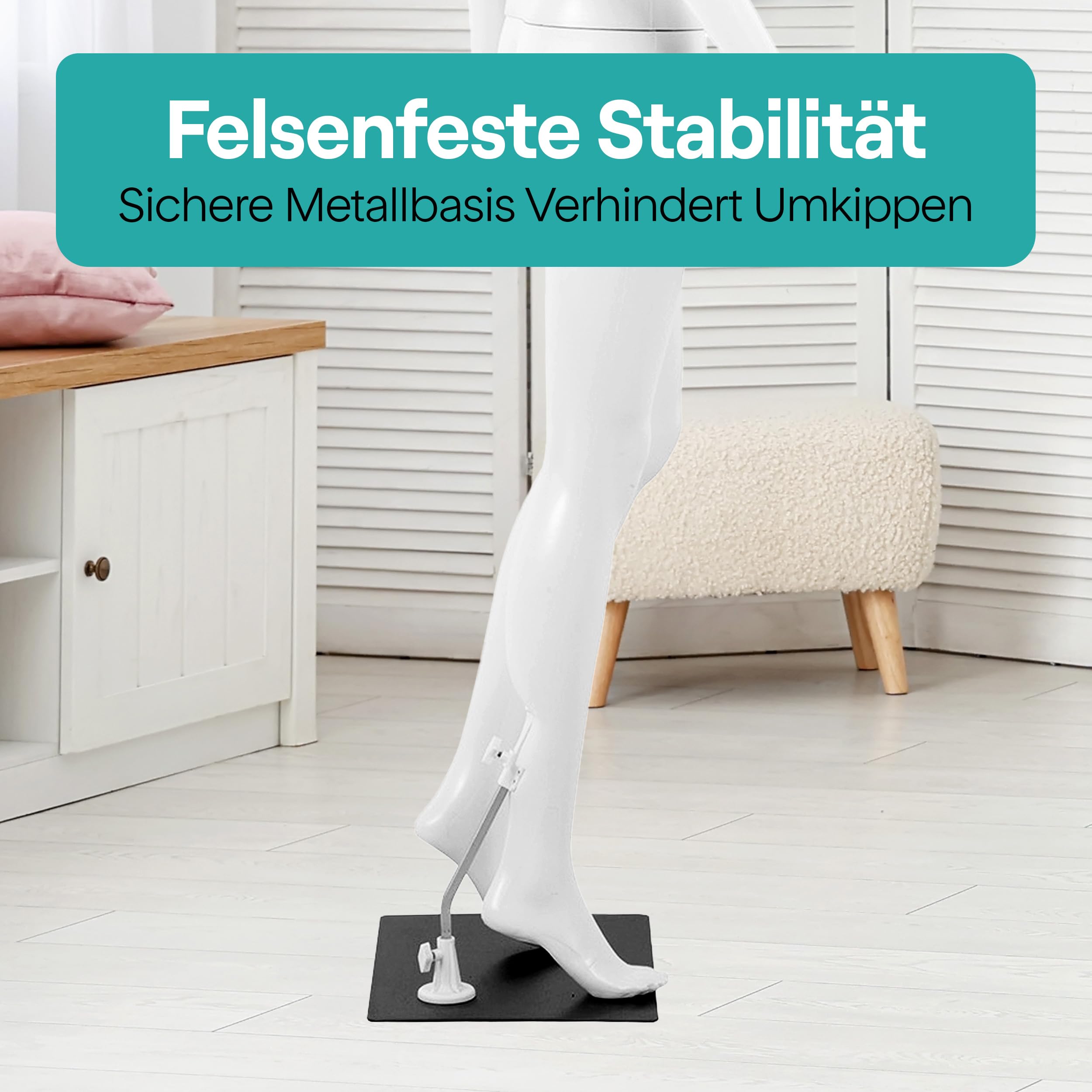 SereneLife Damen-Puppenmodell, 175 cm hoch, Realistisch, Verstellbare Arme und Beine, Drehbarer Kopf, Abnehmbarer Standfuß für Nähen