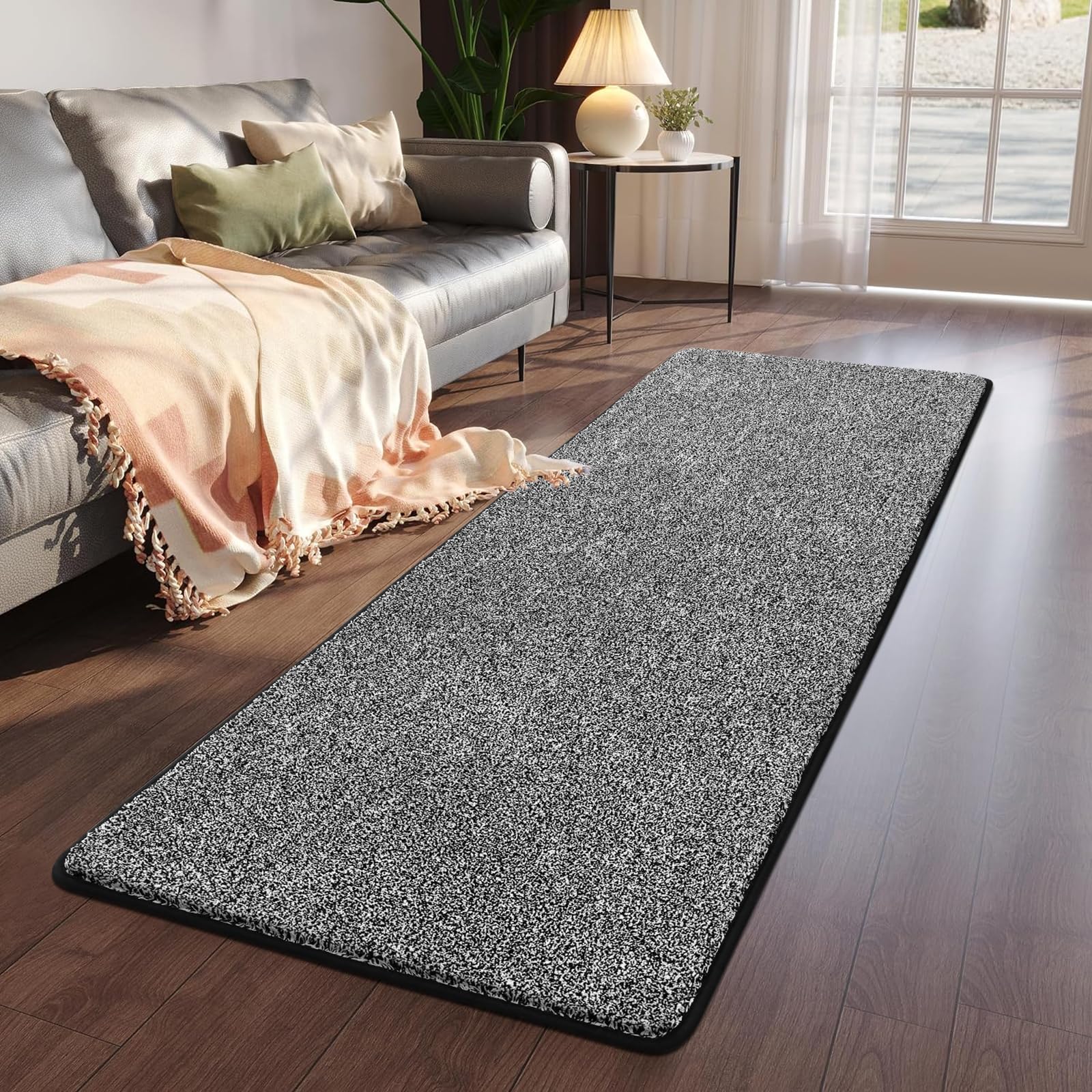 Tappeto Runner Per Corridoio Lavabile 60x200 Cm – Grigio E Marrone – Retro In Gomma TPR Antiscivolo – Bohémien