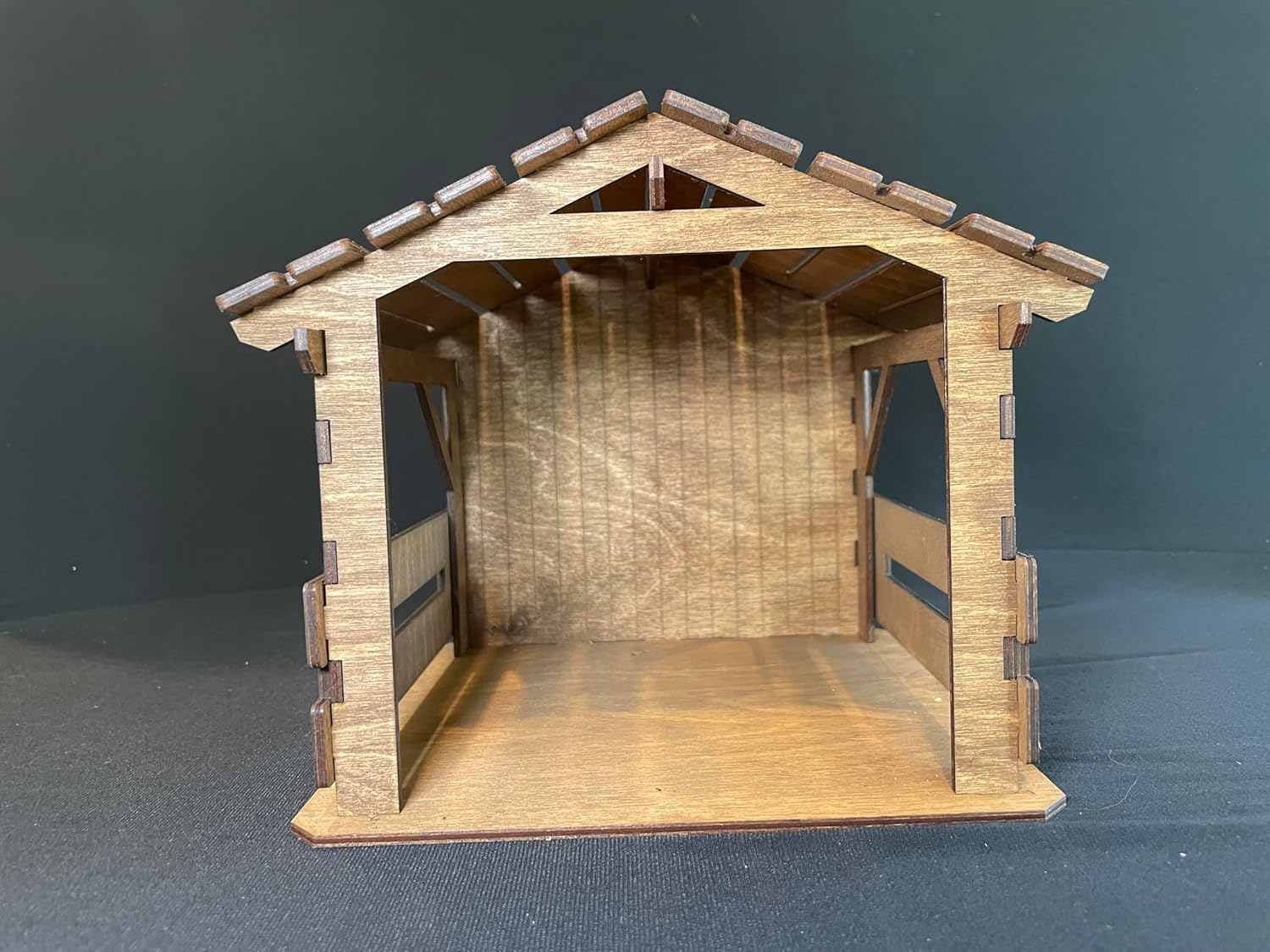 AMamasArt Christmas Nativity 7-Inch Tall Stable Scene | Wood Crèche | Elevate Your Holiday Tabletop Decorations with This Nativity Background for Your Holy Family Figurines