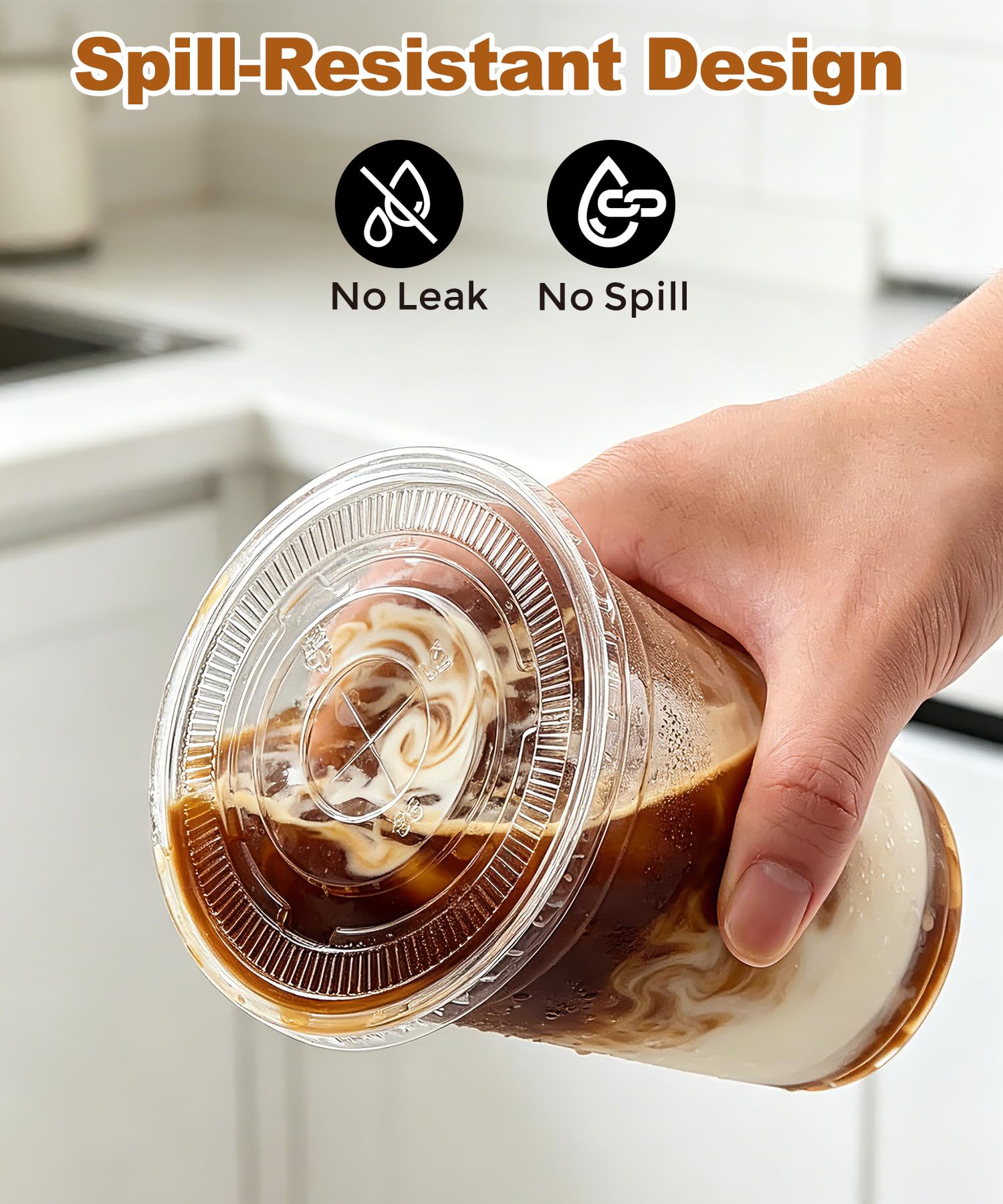Ginkgo 50 Pack 16 oz Clear Plastic Cups with Lids and Straws — Amazon image 3