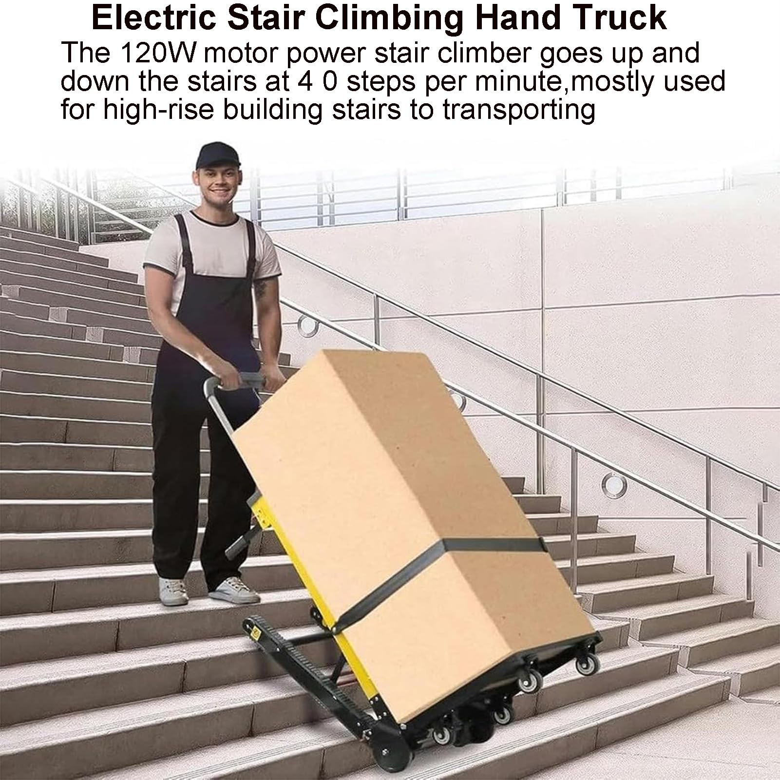 Electric Sack Truck, 441 lbs Maximale Tragfähigkeit Elektrischer Treppensteiger Treppen Hoch Und Runter mit Gummiketten für zum Bewegen von Möbeln