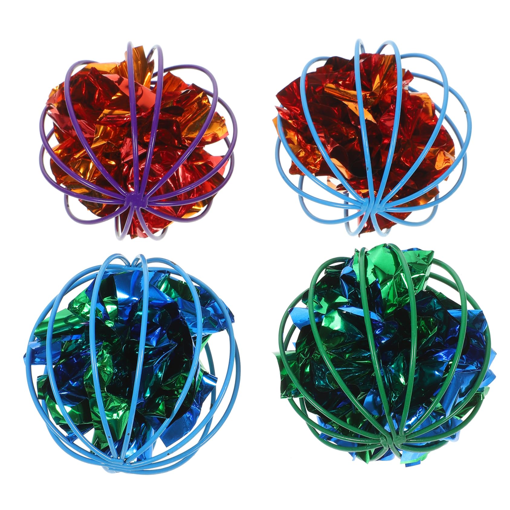 INOOMP 4pcs Crinkle Balls Cat Interactive Teasing for Indoor Pets Colorful Crinkle Balls for Kittens Stimulates Play and Hunting Instincts Engaging Fun for Cats