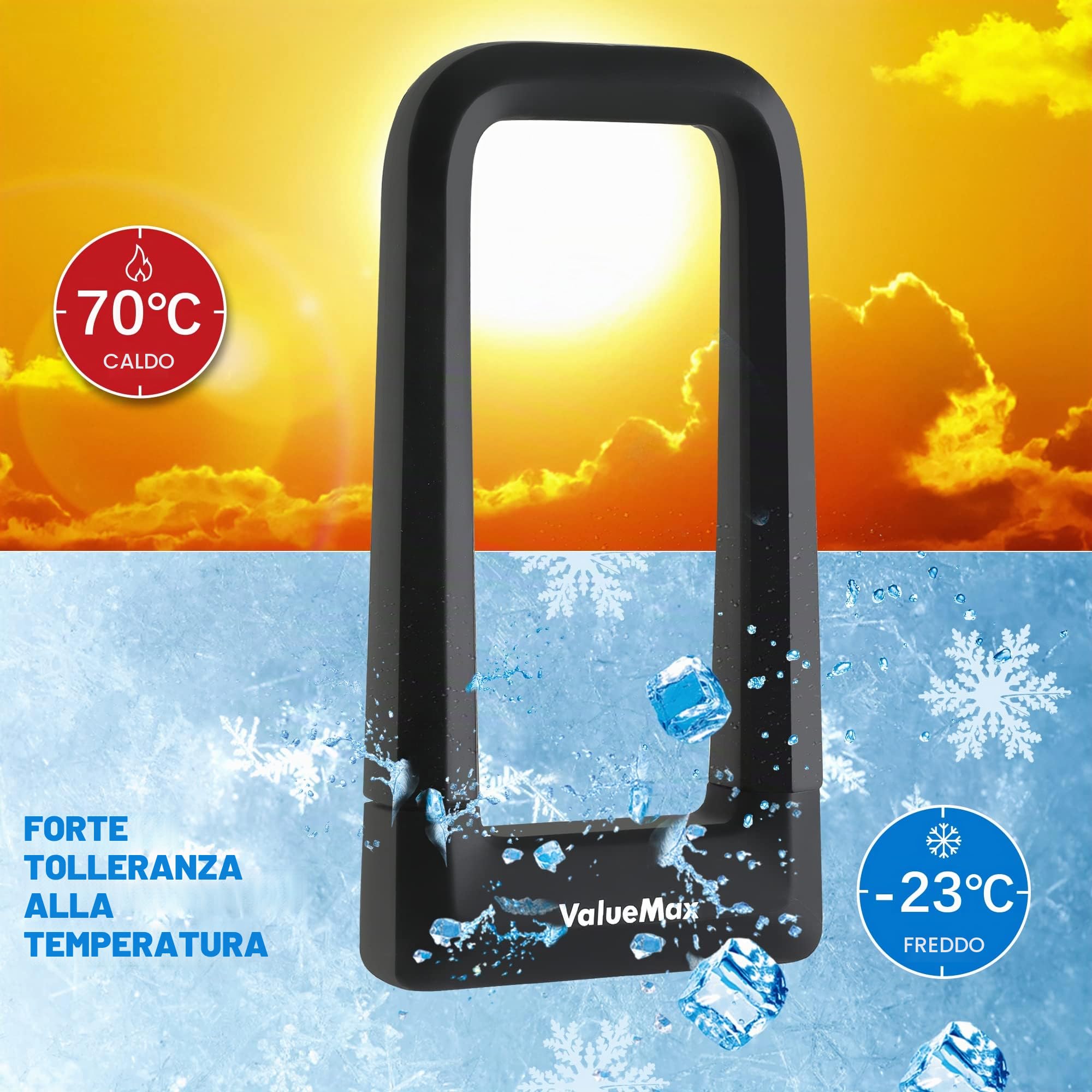 ValueMax Lucchetti a U per Bicicletta, Lucchetto per Bici a U impieghi gravosi, Lucchetto Bici Antifurto a U con 2 chiavi e Supporto, Adatto per Biciclette, Veicoli Elettrici, Motocicli