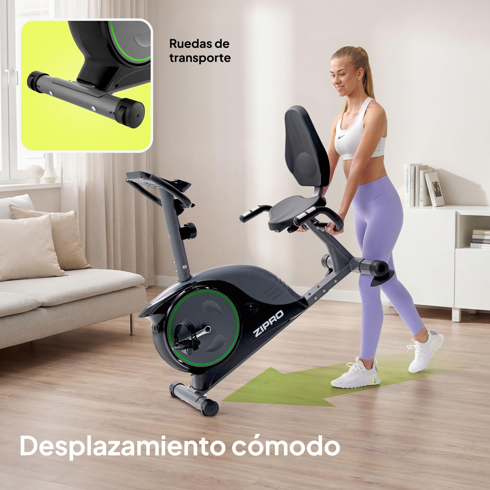 ZIPRO Bicicleta Estática Magnética 150kg Bici Exercise Bike Silenciosa | Resistencia Magnética, Ergométrica, Soporte máximo, Para uso en interiores, Modelo Easy, Perfecta para Casa , Ajustables