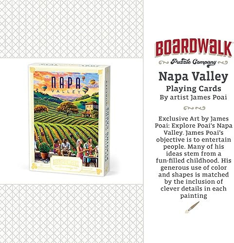 Miniatura 6 de Boardwalk Puzzles Premium Featherlight - Juego de cartas únicas, divertido mazo temático para el hogar y viajes  Valle de Napa