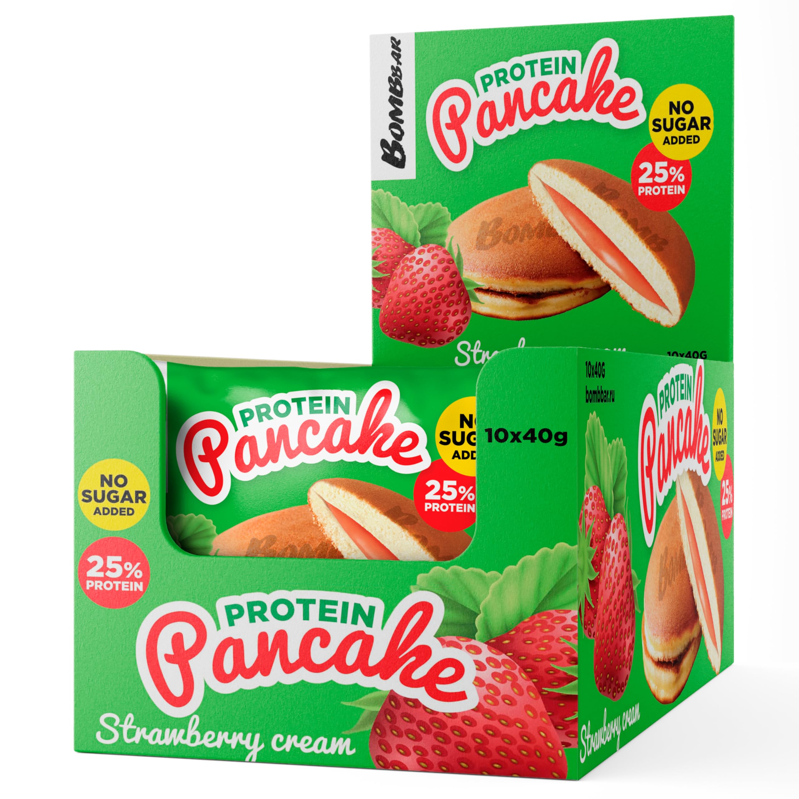 Bombbar Protein Pancake Strawberry Cream Filling No Sugar Added 10x40g
