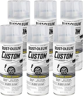 323383-6PK Automotive Custom Lacquer Spray Paint, 11 oz, Gloss Clear, 6 Pack