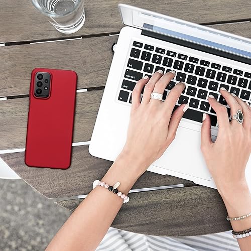 Miniatura 2 de kwmobile Funda compatible con Samsung Galaxy A23 4G  5G - Funda de silicona TPU metálica suave y delgada - Rojo oscuro metálico