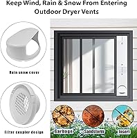Vista 3 de Kit de ventilación para ventana de secadora Estoder para conductos de 4 pulgadas, kit de ventilación para ventana de secadora 17-61" ajustable