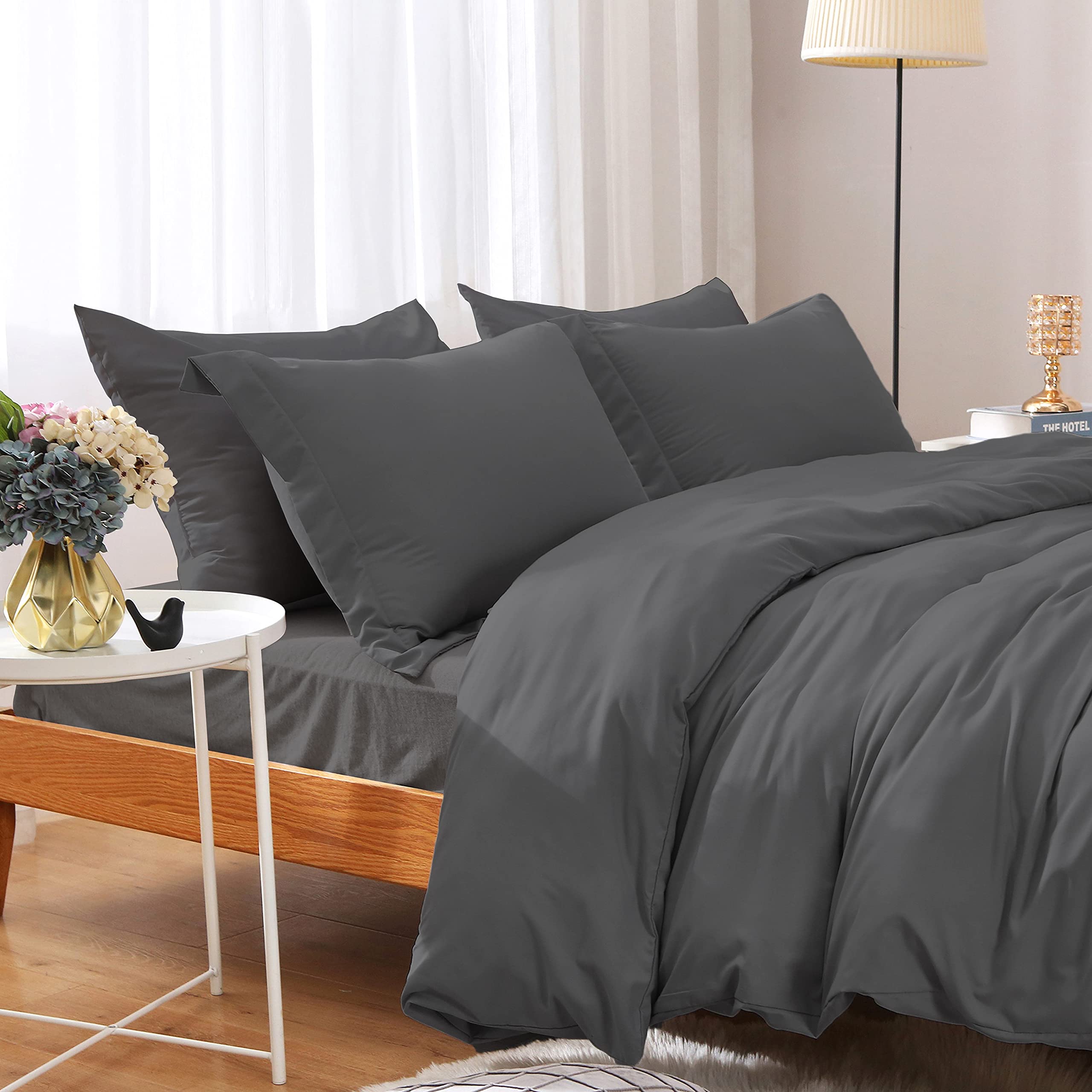 Marina Shades Egyptian Cotton Duvet Cover King Size - 1000 Thread Count, Silver Grey, Anti-Pilling - View #2