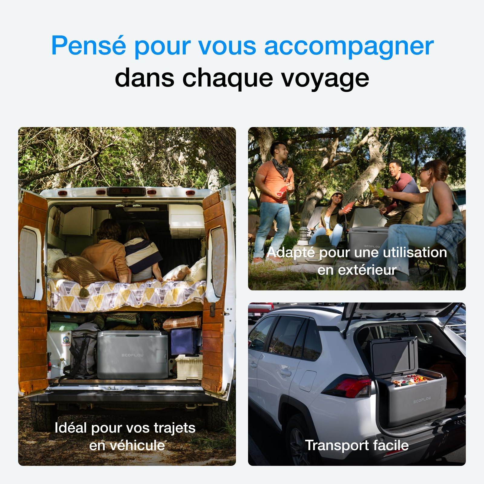 EF ECOFLOW GLACIER Classic 45L réfrigérateur congélateur portable avec batterie de 298 Wh, glacière 2 zone pour voiture, refroidissement autonome 39 h, pour camping, voyages, pêche et hors réseau