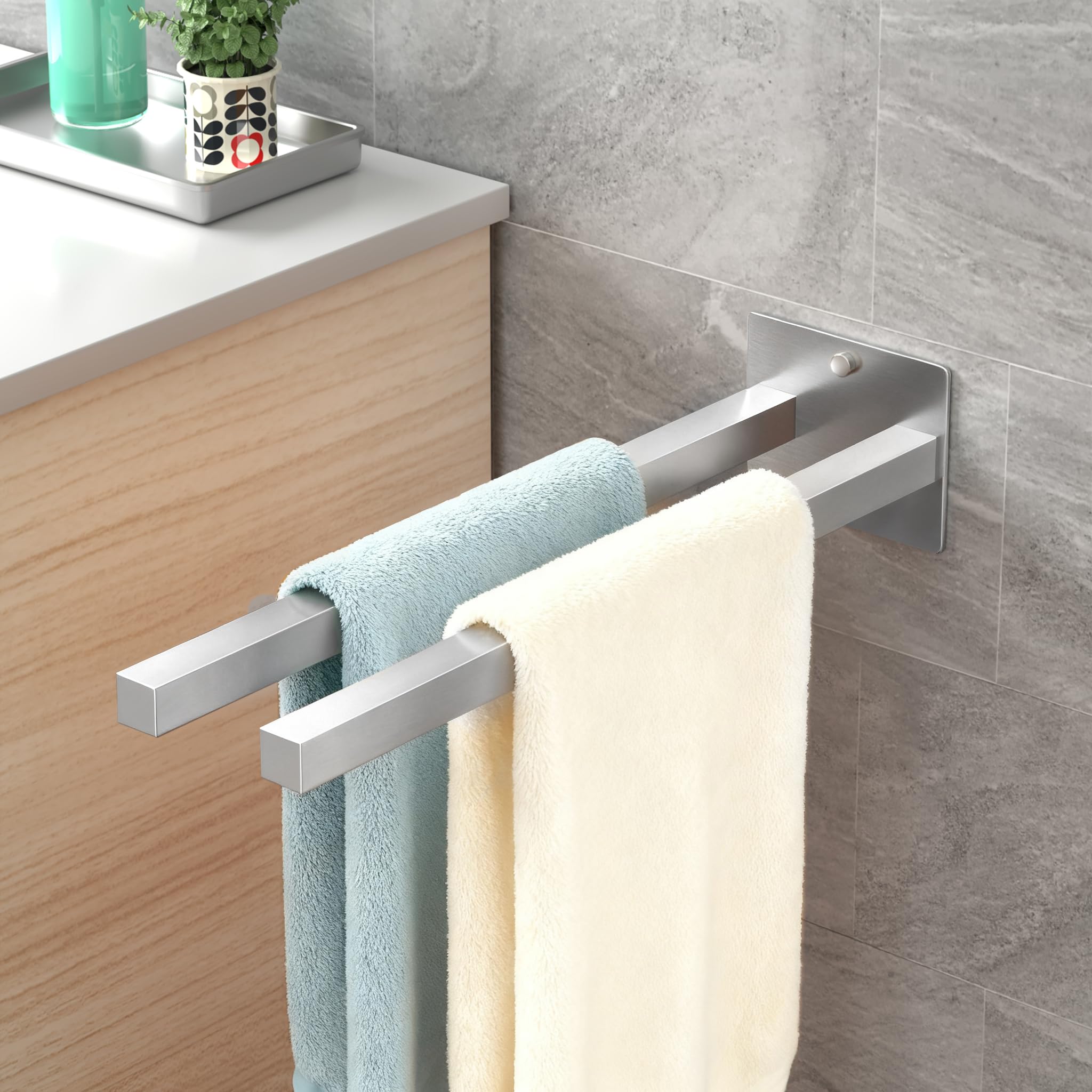 JS Towel Rail Without Drilling/With Drilling Towel Holder SUS304 Stainless Steel Wall Mounted for Bathroom & Kitchen Bath Towel Rack Shower