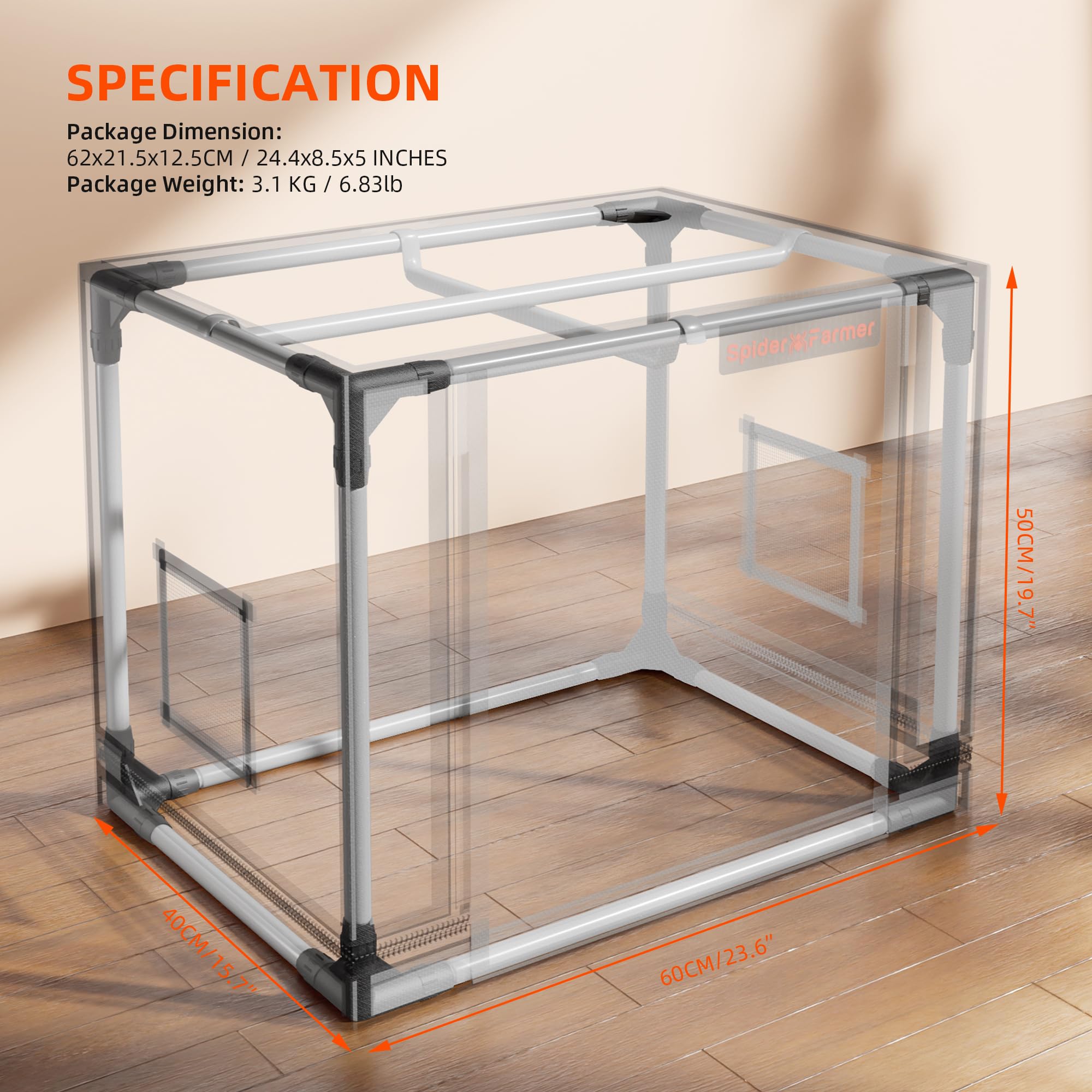 Spider Farmer Tienda de campaña para aerogarden, sistema hidropónico 24x16x20, puerta enrollable, bandeja de piso extraíble, lona Mylar gruesa 2000D