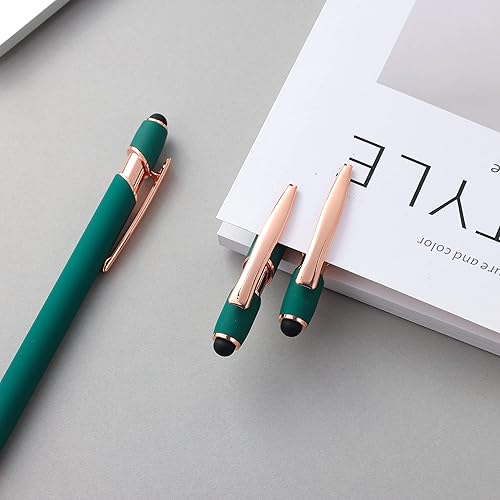 Miniatura 7 de 12 bolígrafos 2 en 1 con punta de lápiz capacitivo, 0.039 in, tinta negra, metal, lápiz capacitivo para pantallas táctiles (oro rosa y verde)
