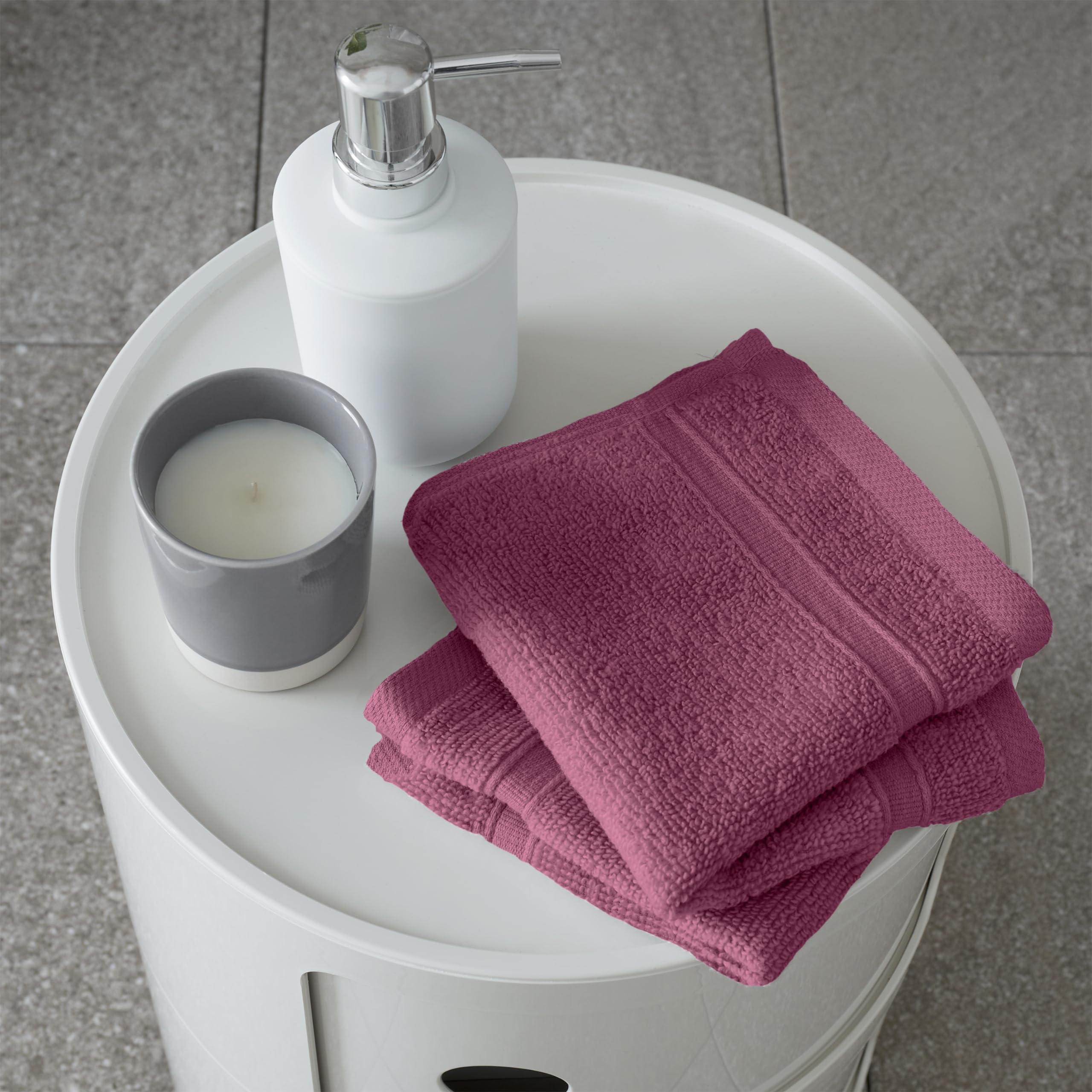 Catherine Lansfield Raspberry Zero Twist Cotton 30X30cm Face Cloth Pair