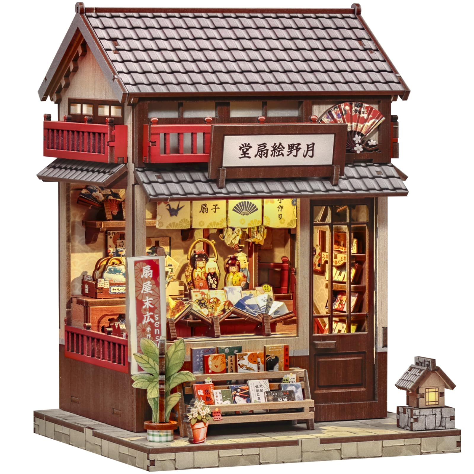 CUTEBEE Book Nook Kit - DIY Miniature House Japanese Izakaya, Dollhouse Kit for Adults and Teens, Booknook Tiny House Bookshelf Decor 3D Wooden Puzzle, Gifts for Family, Friends (Japanese Izakaya) — view 16