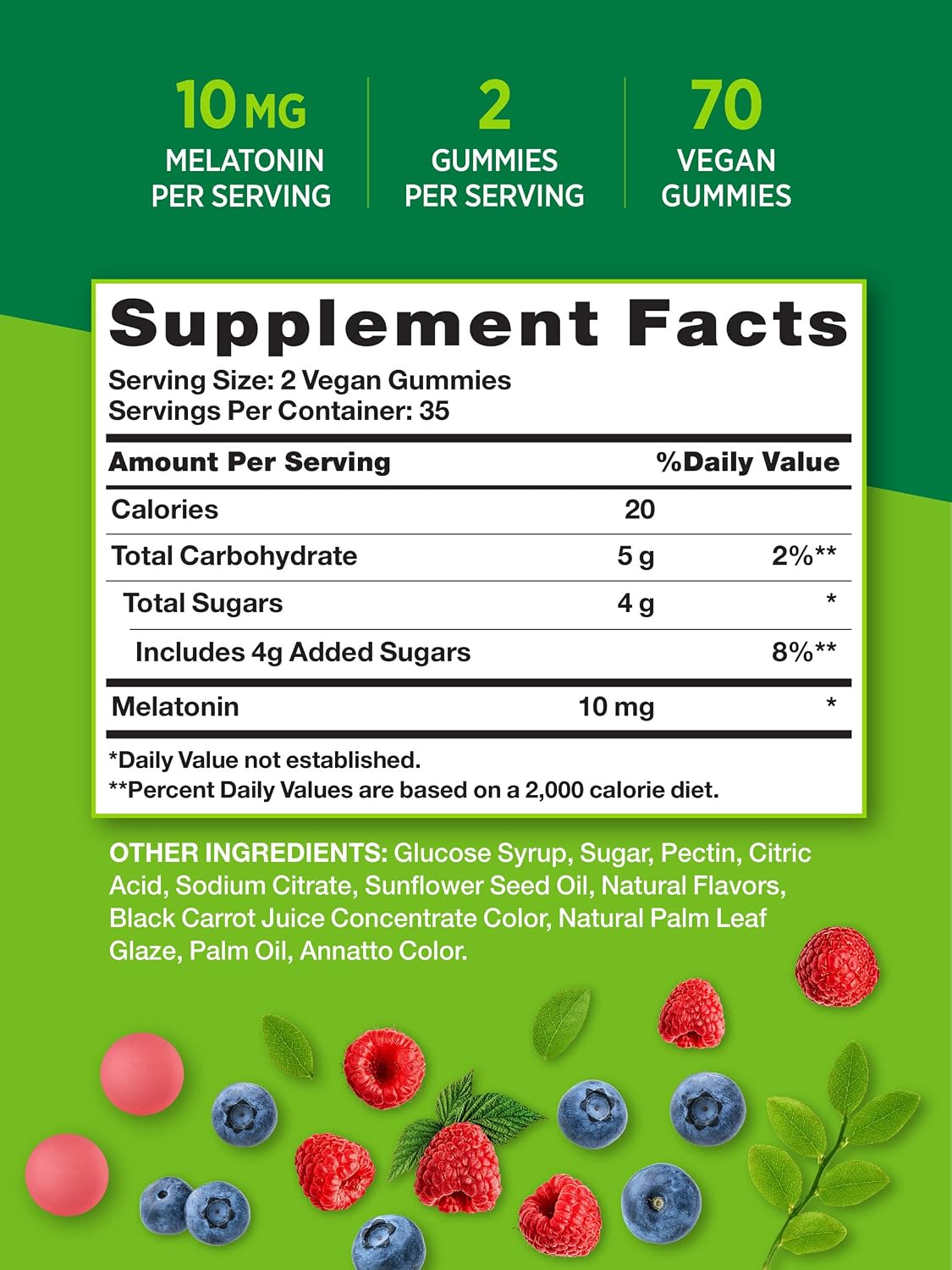 Melatonin Gummies 10mg | 70 Count | Natural Berry Flavor | Vegan, Non-GMO, Gluten Free Supplement | by Nature's Truth