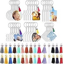 CDIYTOOL 120 Porte-clés Vierges à Sublimation pour Transfert de Chaleur, y Compris Vierge, Pompons en Cuir, Anneaux de Porte-clés, Anneaux Ouverts pour la Fabrication de Porte-clés (Lot de 30)