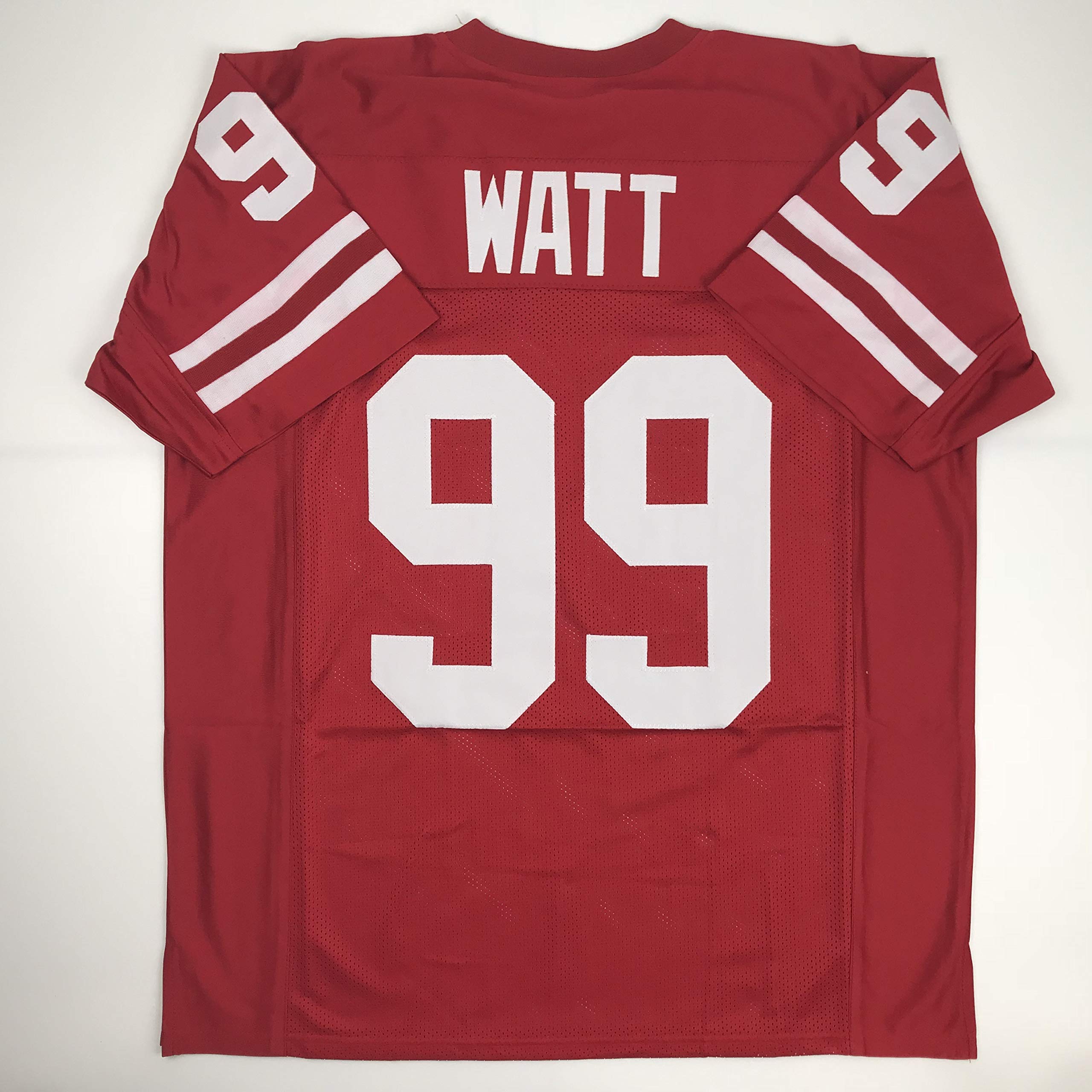 Unsigned Jj J J Watt Wisconsin Red Custom Stitched College