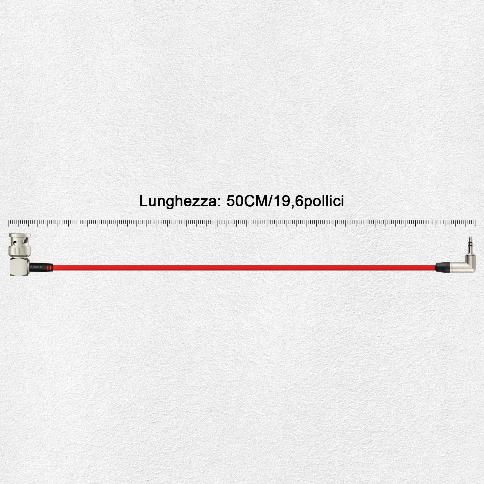 Alvin's Cables Tentacle Sync 3.5mm TRS a BNC Timcode cavo ultra morbido compatibile con Canon C70 C300 MK II C500 per Sony F55 FX9 FX6, Zaxcom, Zoom F4 F8 F8n F8n Pro 50cm