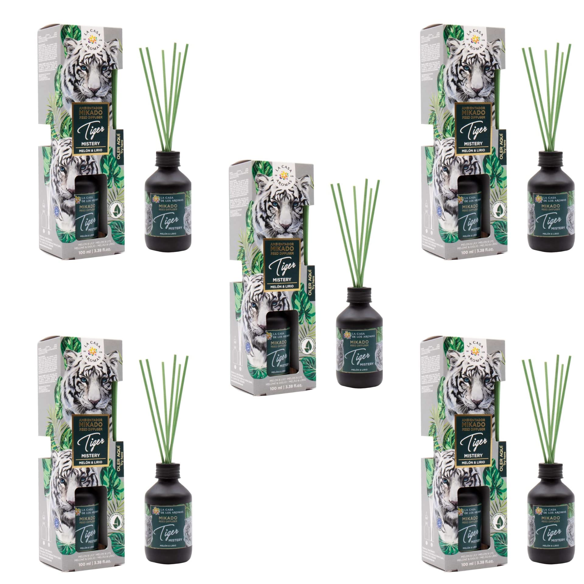 BricoLoco.com. 100ml Mikado Tiger Mistery odświeżacz powietrza Bardziej wygodny i bezpieczny niż świece odświeżacz powietrza do domu, pokoju, melon i lilia (5)