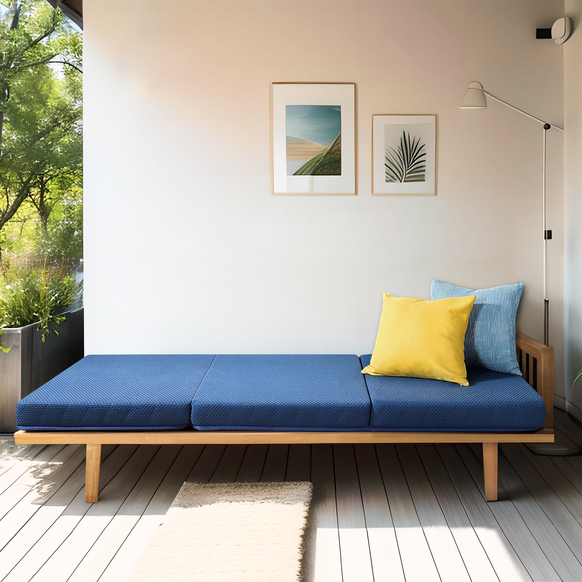 Olee Sleep AOT04TMF1S 4 Inch Tri-Folding Memory Foam Topper, Single Size, Blue