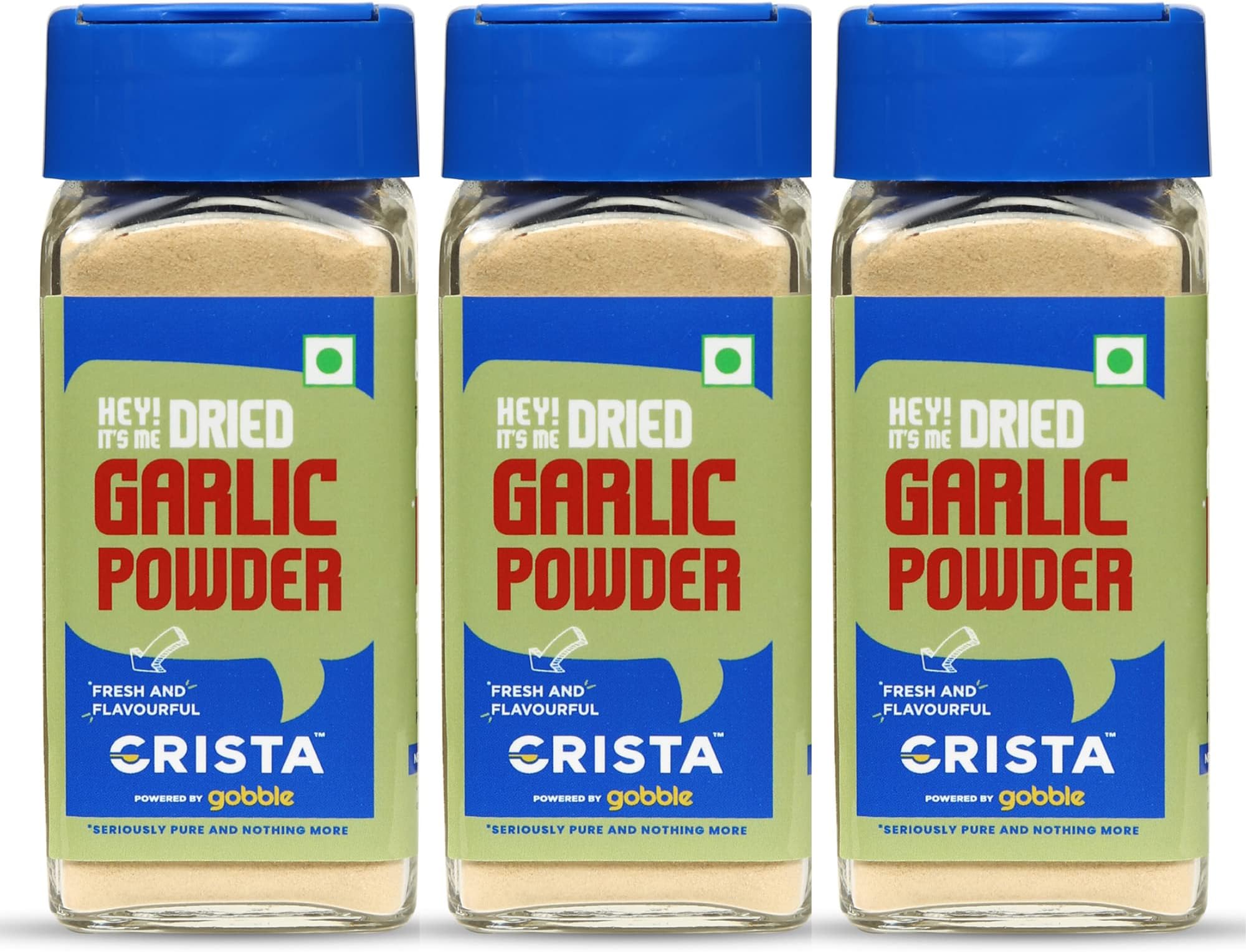 CRISTA Dehydrated Garlic Powder | 100% Pure Lehsun Powder | Ready To Use | Farm Fresh | Zero Added Colours, Fillers Additives & Preservatives | 45 Gms Each | Pack of 3