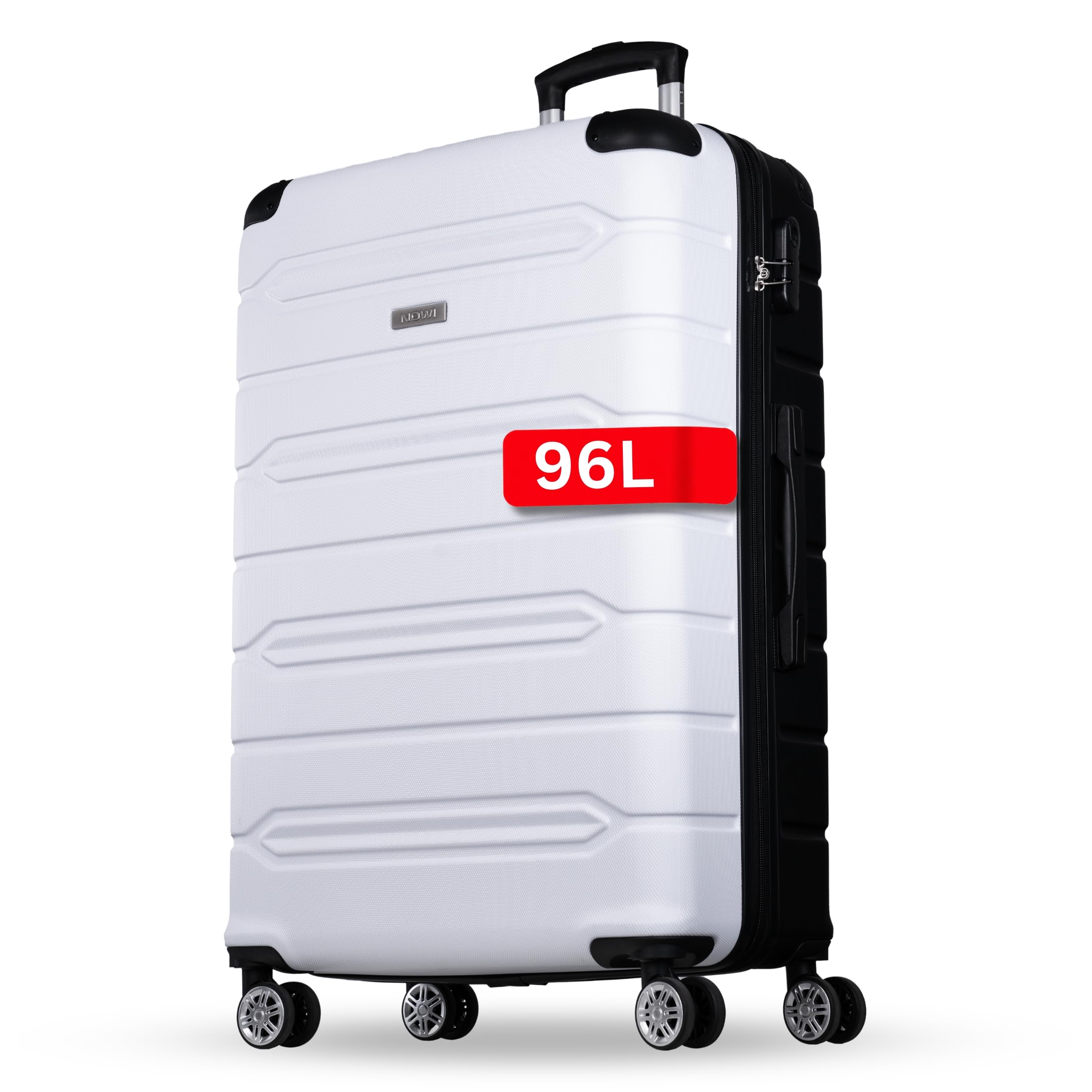 NOWI Walizka z twardą obudową, średnia, pojemność 62,7 l, 8 kółek, obracana o 360°, lekka walizka z tworzywa ABS, z zamkiem szyfrowym i drążkiem teleskopowym, walizka podróżna, walizka podręczna