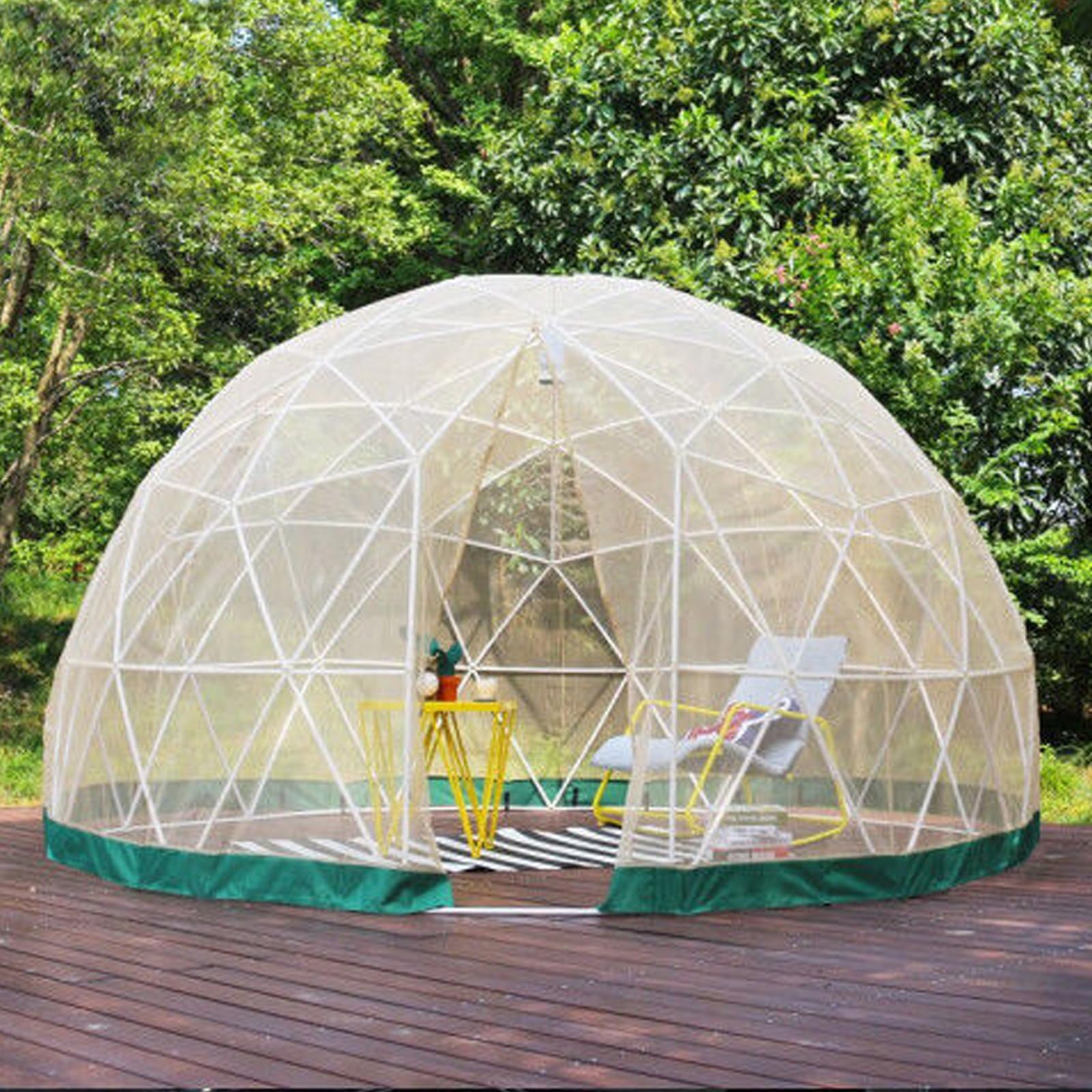 Casa domo de jardín con cubierta de TPU, tienda de campaña impermeable al aire libre, tienda de campaña iglú instantánea, cúpula de casa de burbujas con puerta y ventana