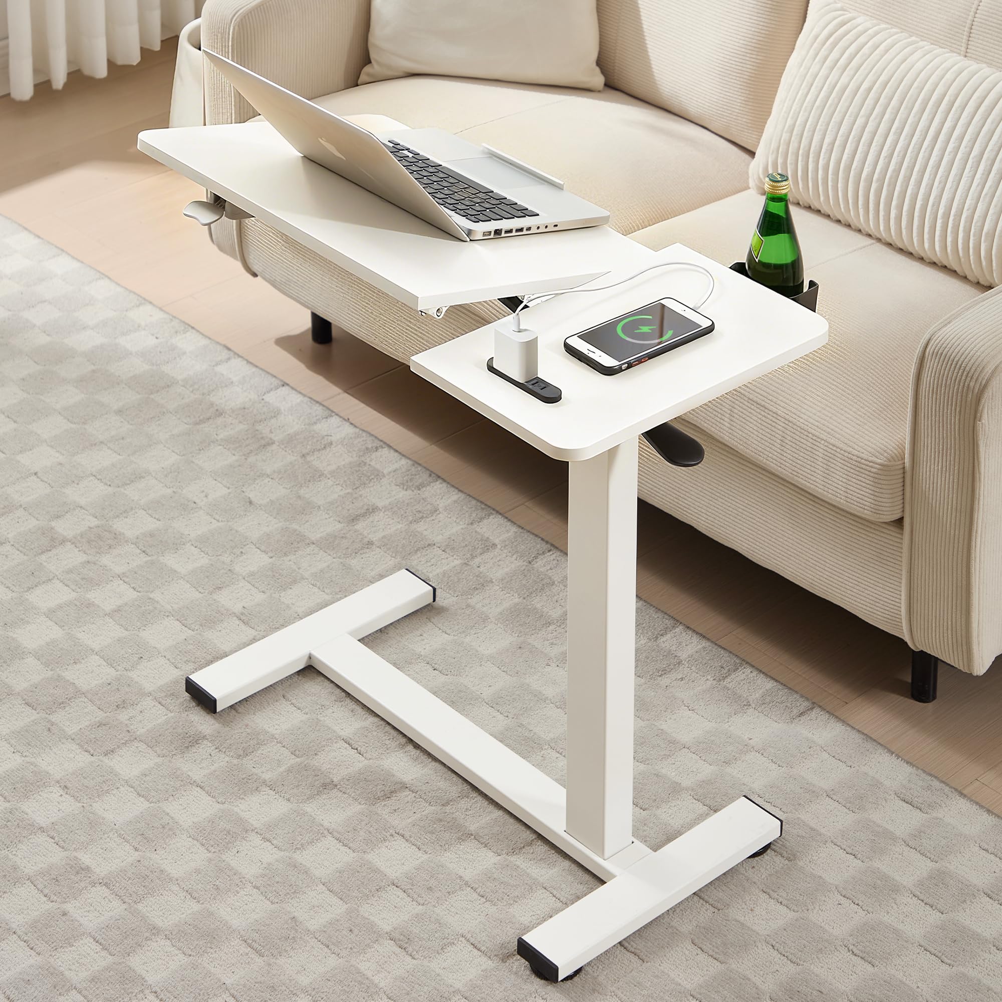 Amazon｜LEADHIGH サイドテーブル キャスター付き 折りたたみ 昇降式