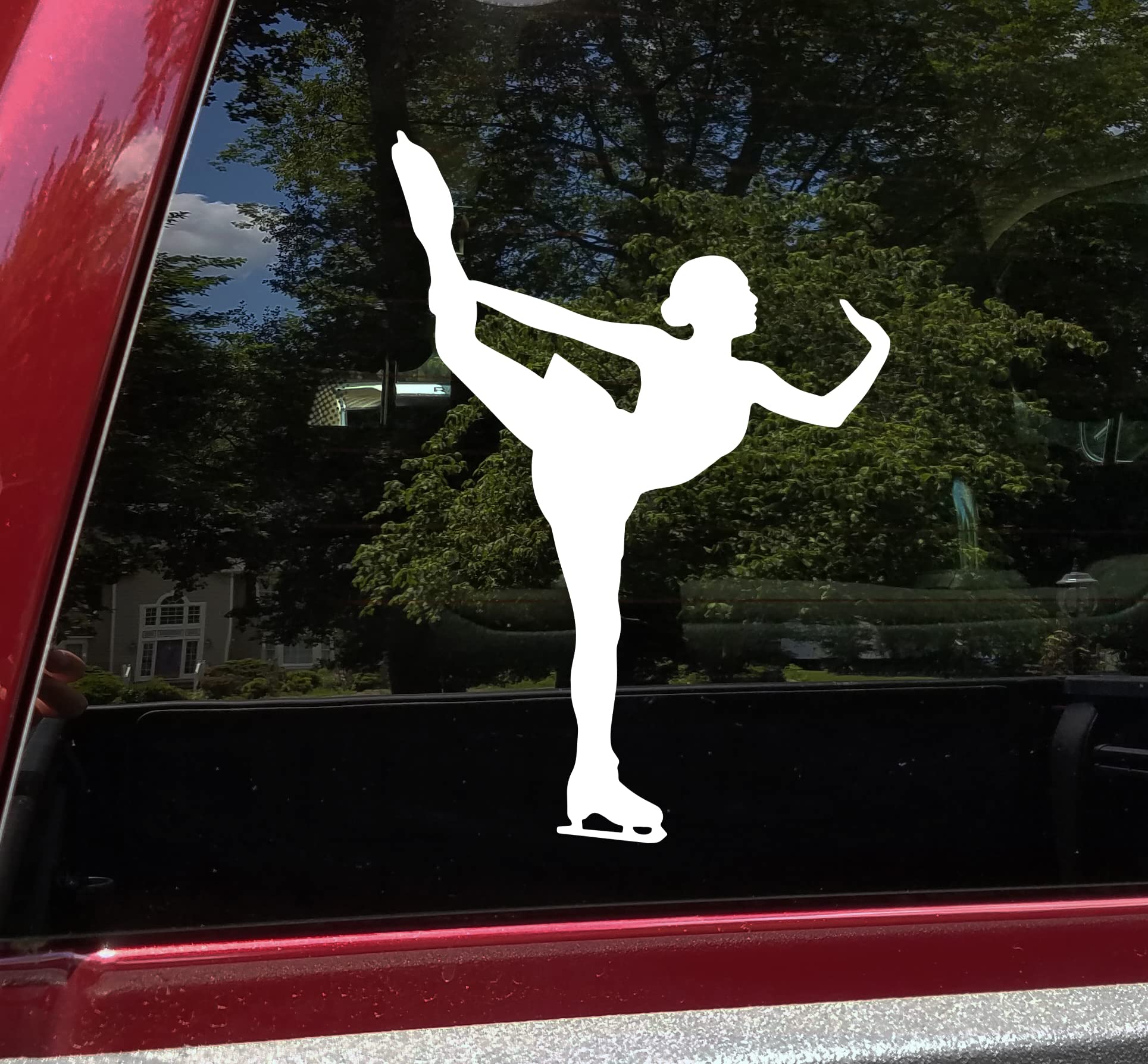 Minglewood Trading Silver - Ice Figure Skater Vinyl Decal V5 - Spin Artistic Skating Sport - Die Cut Sticker - 5w x 7h inches