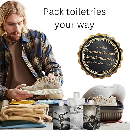 Miniatura 8 de BORSALI Botellas de viaje para artículos de tocador con bolsa de aseo de tamaño cuarto de galón aprobada por la TSA, reutilizable, 3 onzas, peso