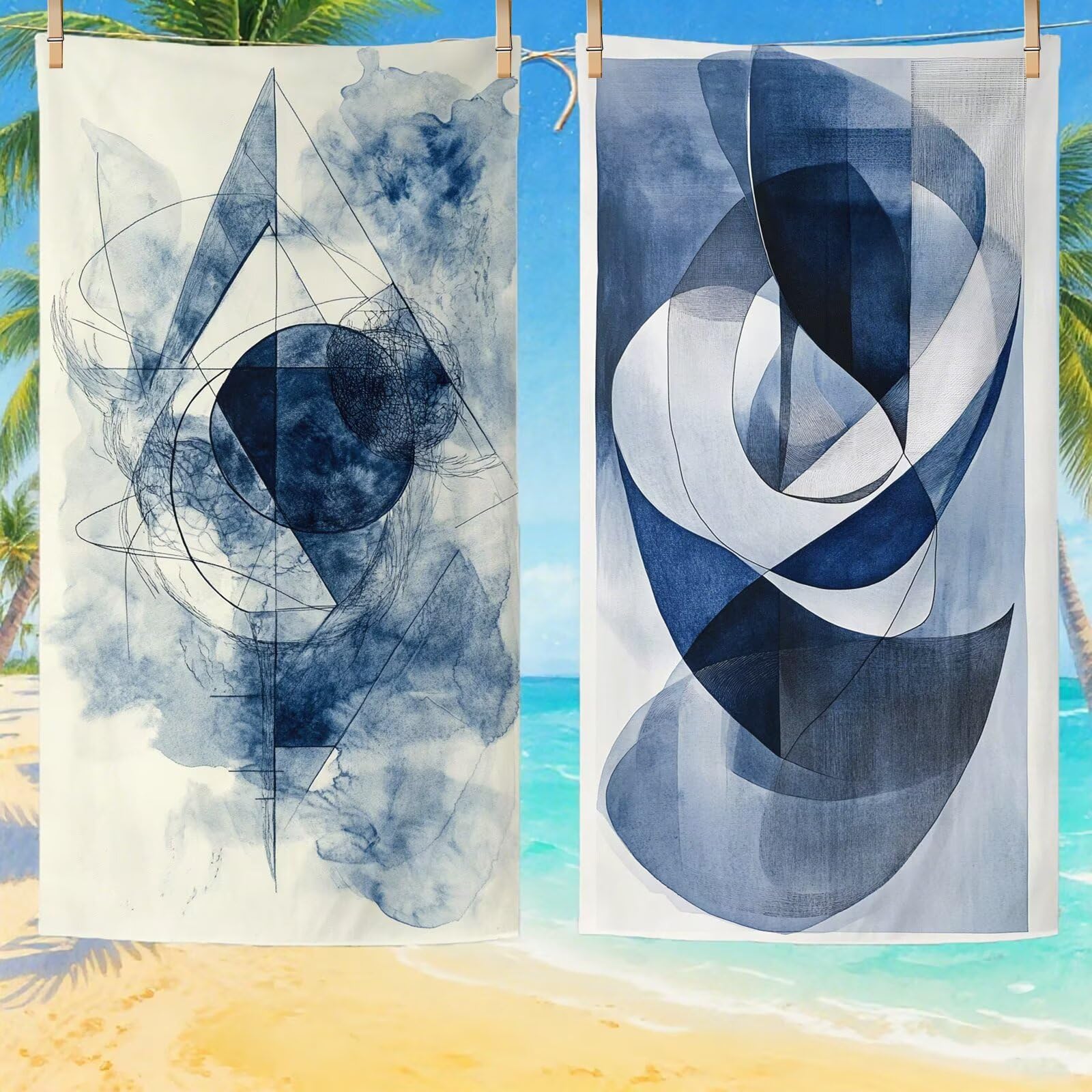 Toallas de Playa Microfibra Abstracto Toalla Playa Grande 180x90 cm Mujer Hombre Secado Rápido Absorbente Toallas Gimnasio Suave Sin Arena Toalla Microfibra para Playas Piscina Viajes Camping Q-567