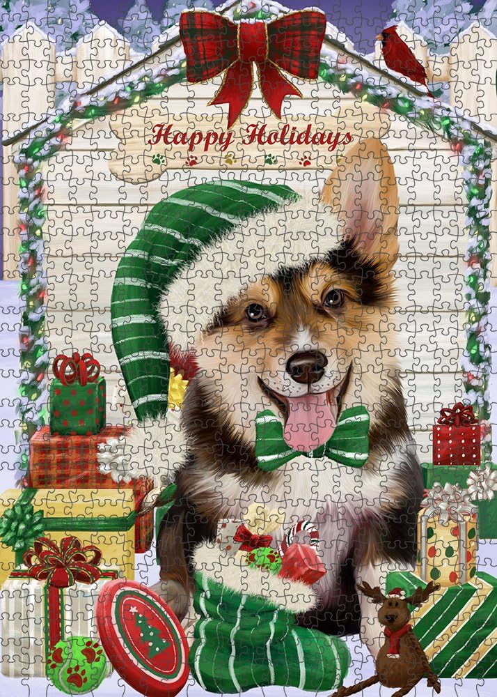 Christmas House with Presents Corgi Dog Jigsaw Puzzle for Adults - Animal Printed Interlocking Puzzle Game Artwork - Gift for Dog Lover's - 1000 Pcs 29.5"x19.7", PZLE52850