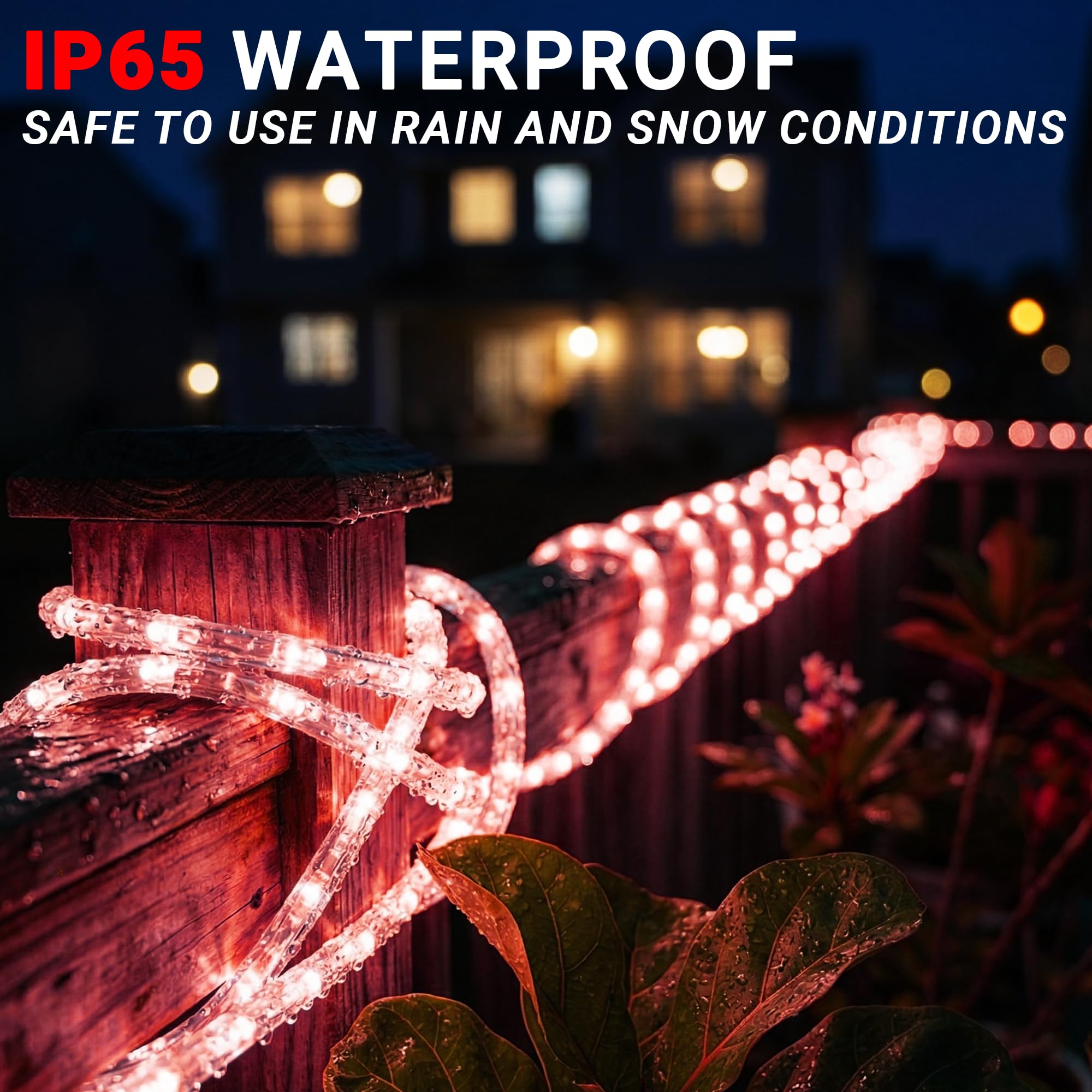 Wasserdichte LED Lichtschlauch, anschließbar & flexibel mit 8 Modi, Außenbeleuchtung für Deck, Garten, Pool, Hof und Weihnachtsdekoration (Rot, 100 Fuß)