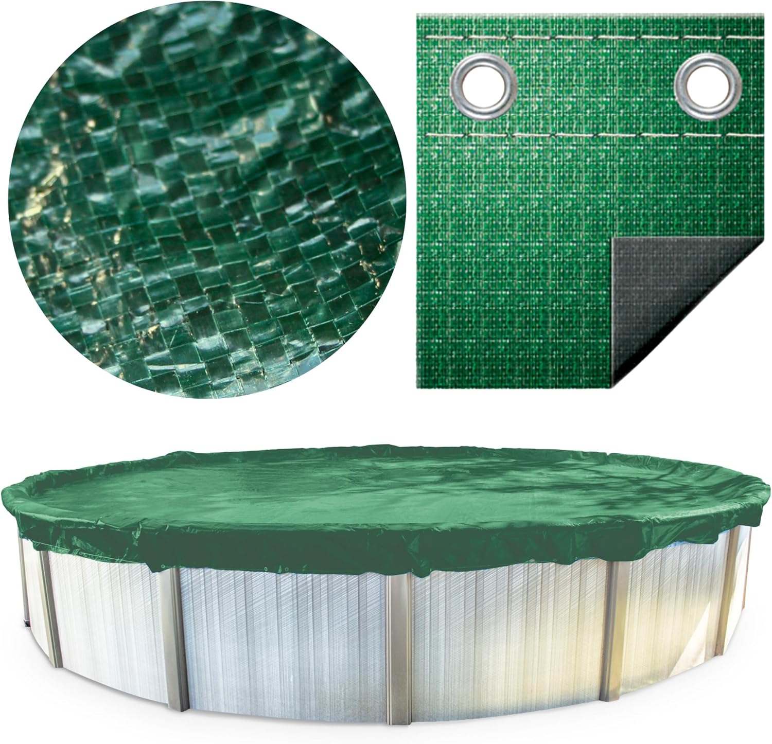 SWIMLINE HYDROTOOLS Supreme Guard Heavy Duty Winter Pool Cover for Above Ground Swimming Pools | for 18 FT Round Pools | 21 FT Cover Size | Green/Black | Winch & Cable Included | PCO1221 Deluxe (Green) 21' (Round)