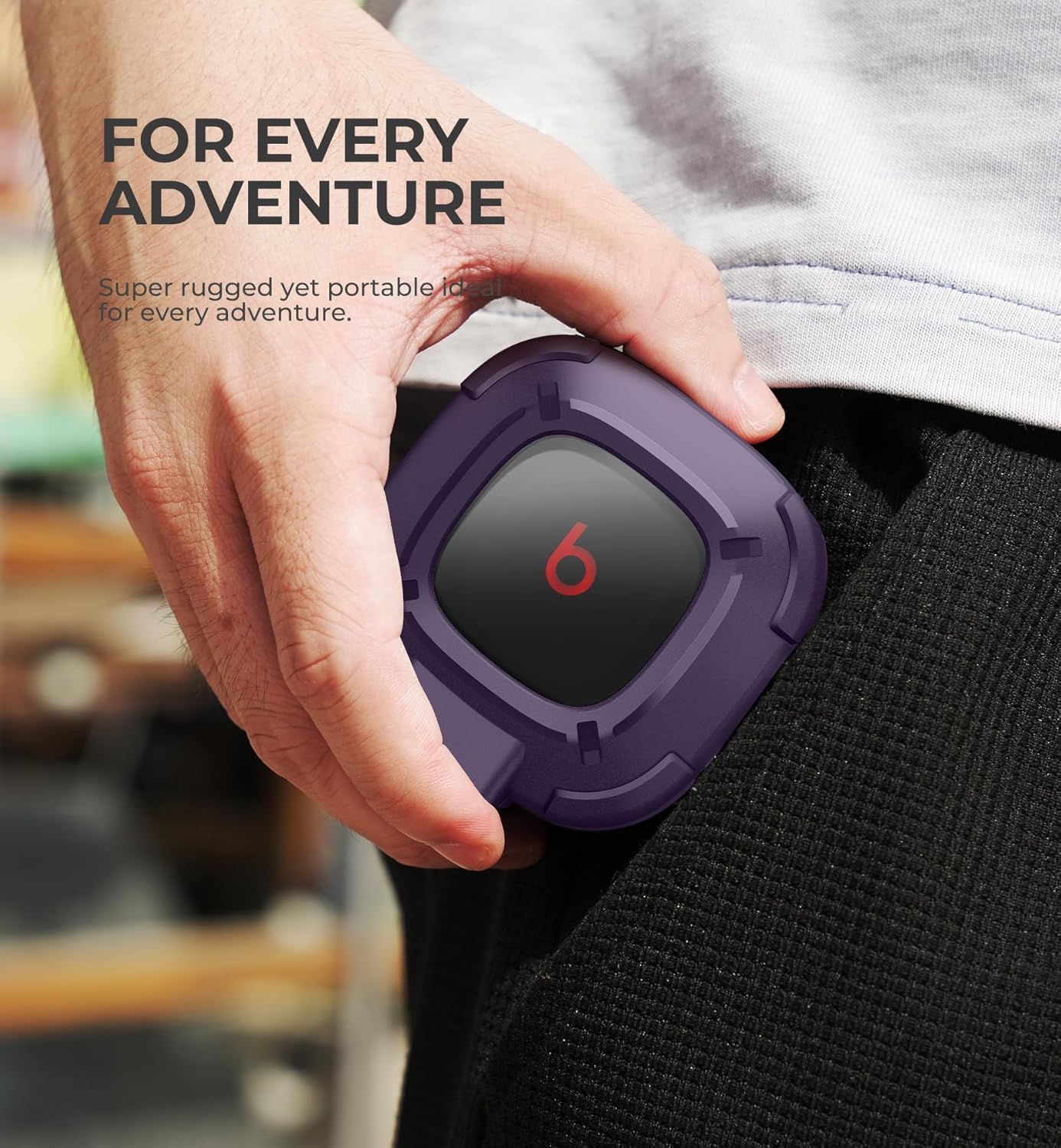Dexnor Rugged Bumper Case for Beats Fit Pro (2021) Cases with Secure Lock, Shockproof Clear Cover with Carabiner & Keyring for Beats Fit Pro 2021 Purple
