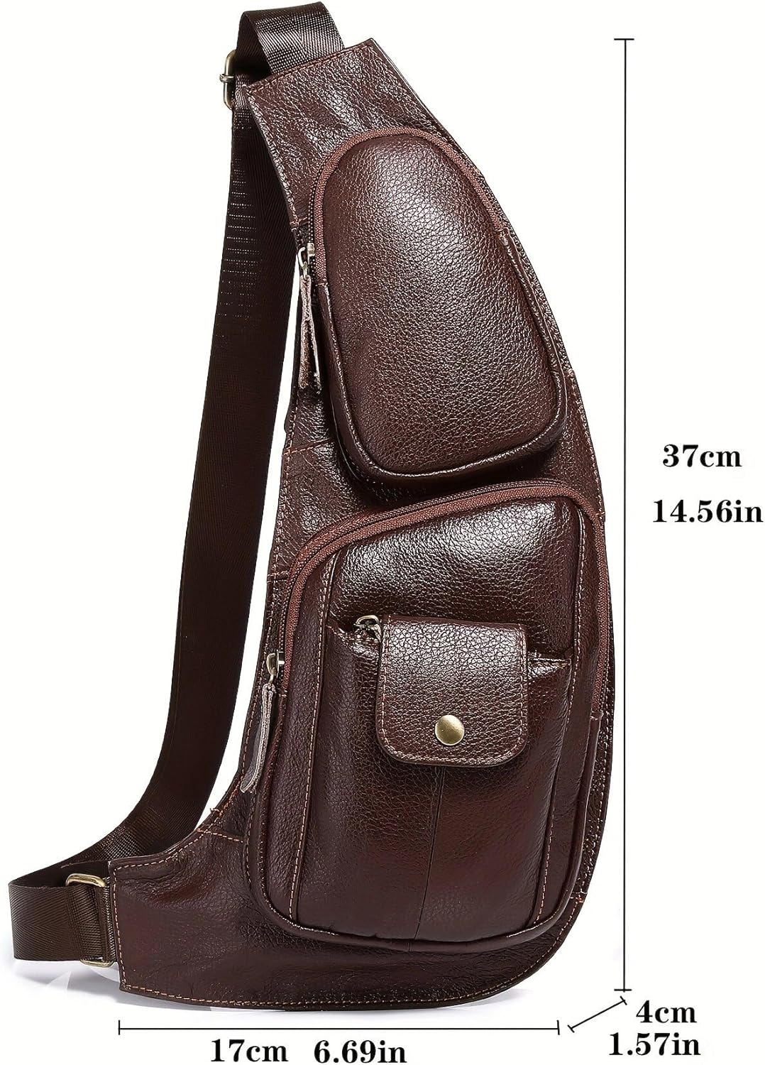 KPYWZER Vintage Leather Sling Bag Backpack for Men Crossbody Shoulder Chest DayPack Backpacks - Image 7