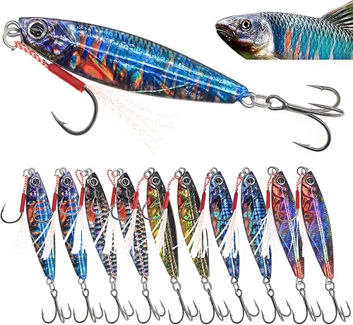 FREGITO Plantillas de pesca verticales de agua salada, cuchara, señuelos de atún de pesca, señuelos artificiales de pesca para atún, mero, diente de