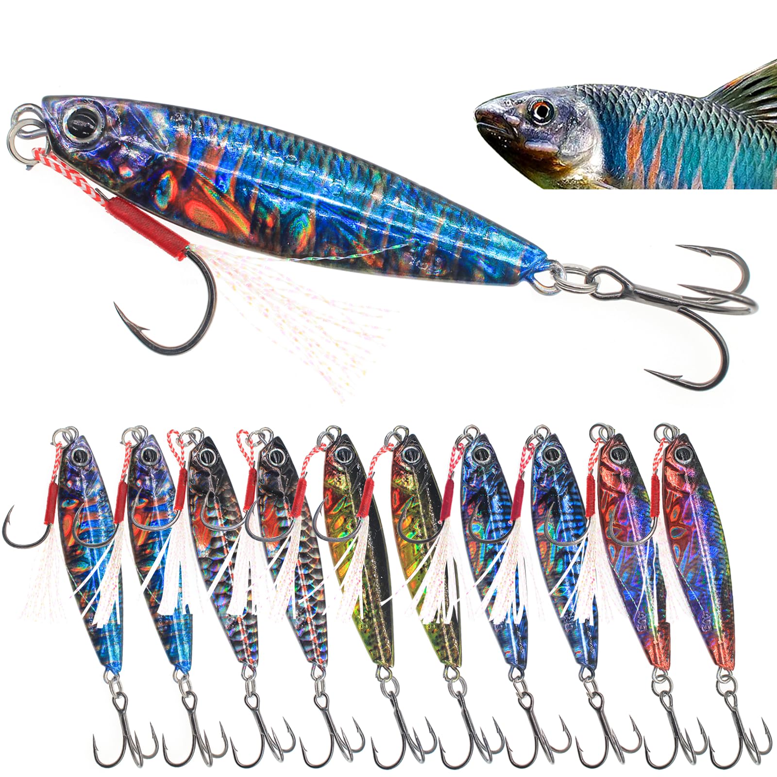 Fishing Jigs Vertical Jigging Spoons with Heavy Metal Glow Design Lures Kit