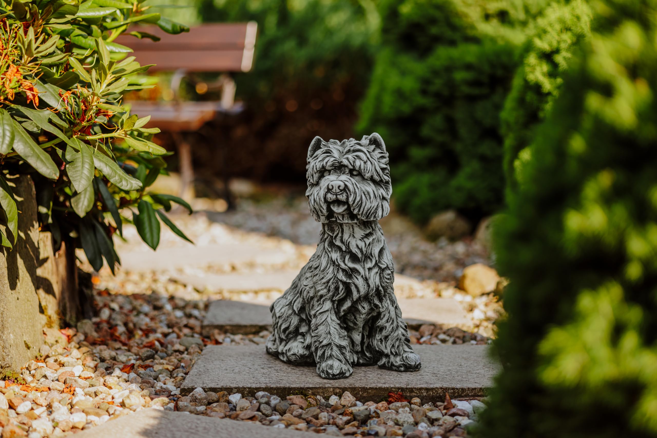 gartendekoparadies.de Westi West Highland White Terrier Statue Gartenfigur aus Steinguss, 45 cm, Wetterfest, Grau, 20 kg